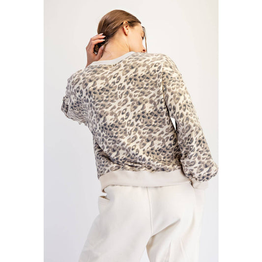 Animal Print Terry Crew Neck
