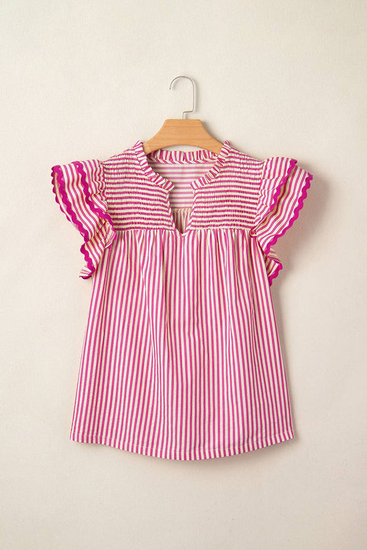 Rosa Ric Rac Trim Ruffle Sleeve Top