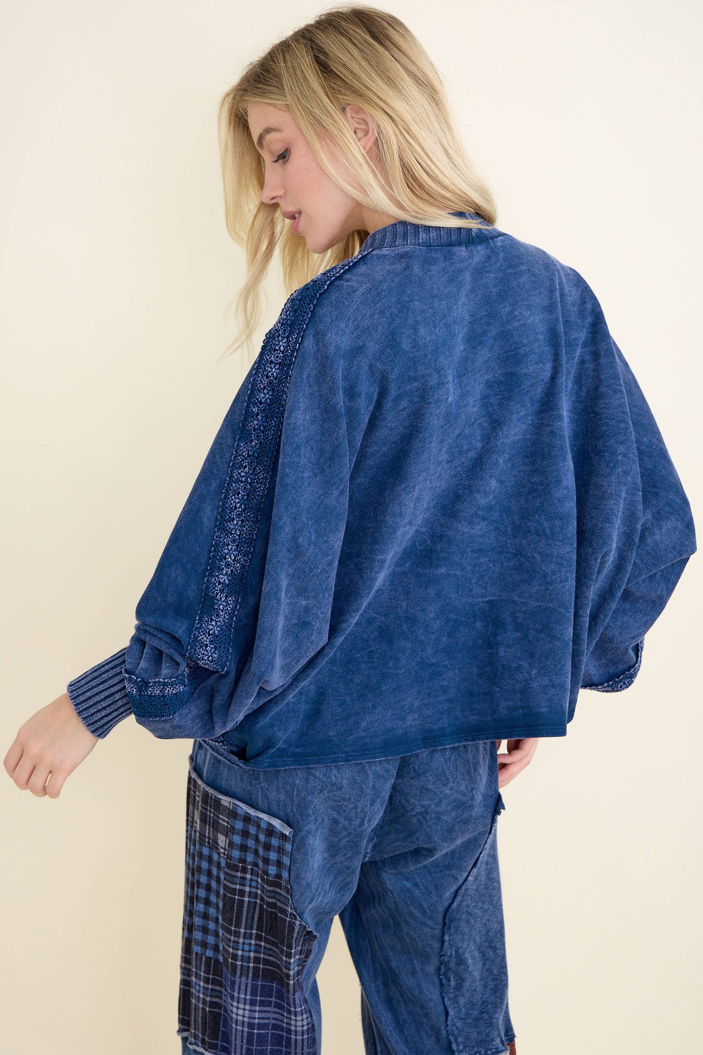 Mineral Washed Batwing Dolman Cardigan
