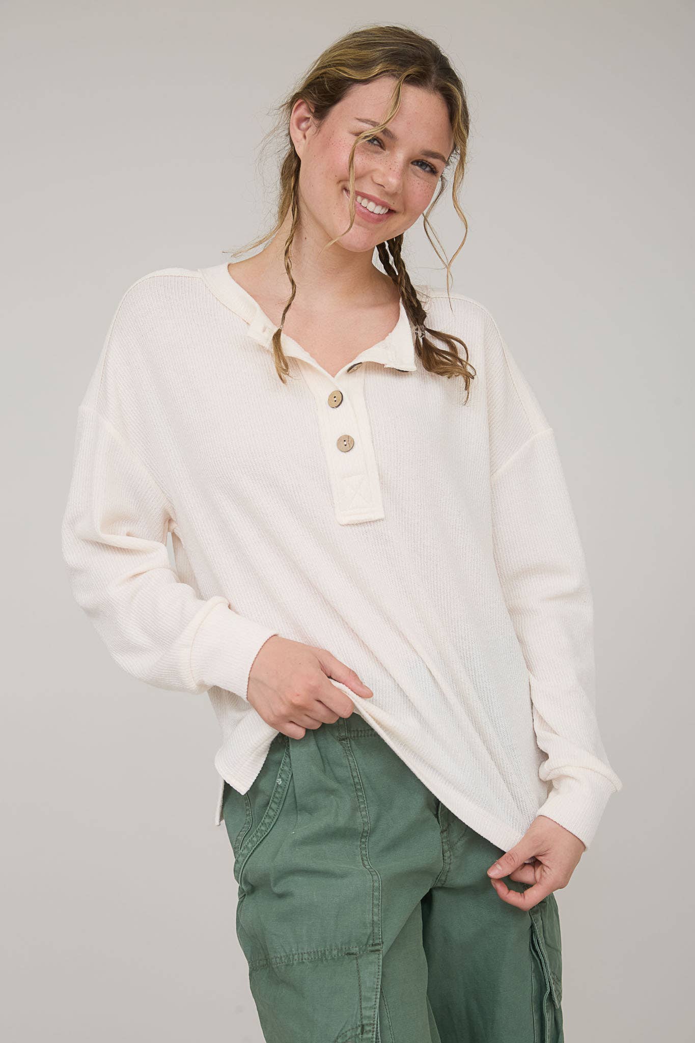 Jolie Ribbed Henley Top