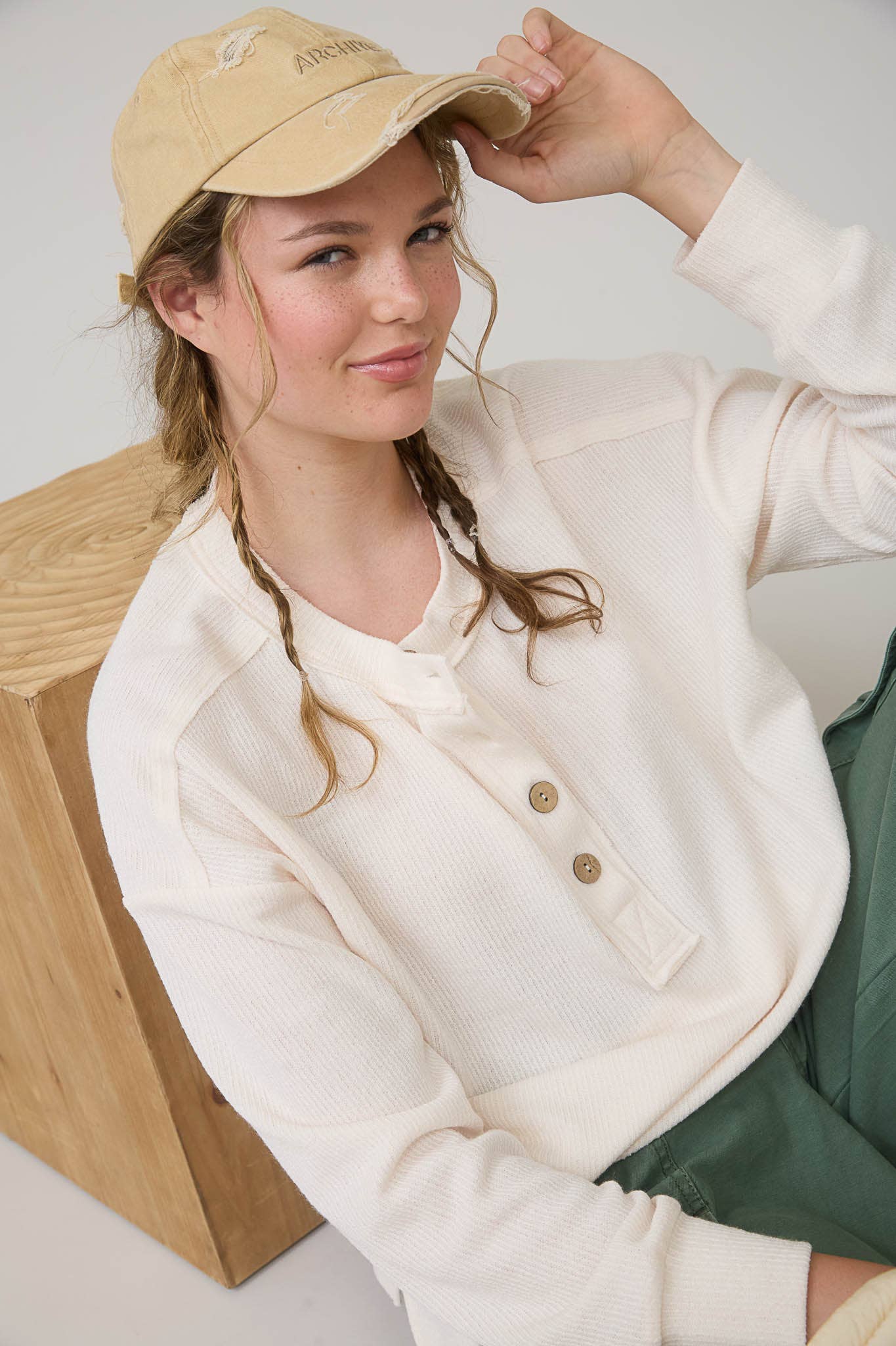 Jolie Ribbed Henley Top