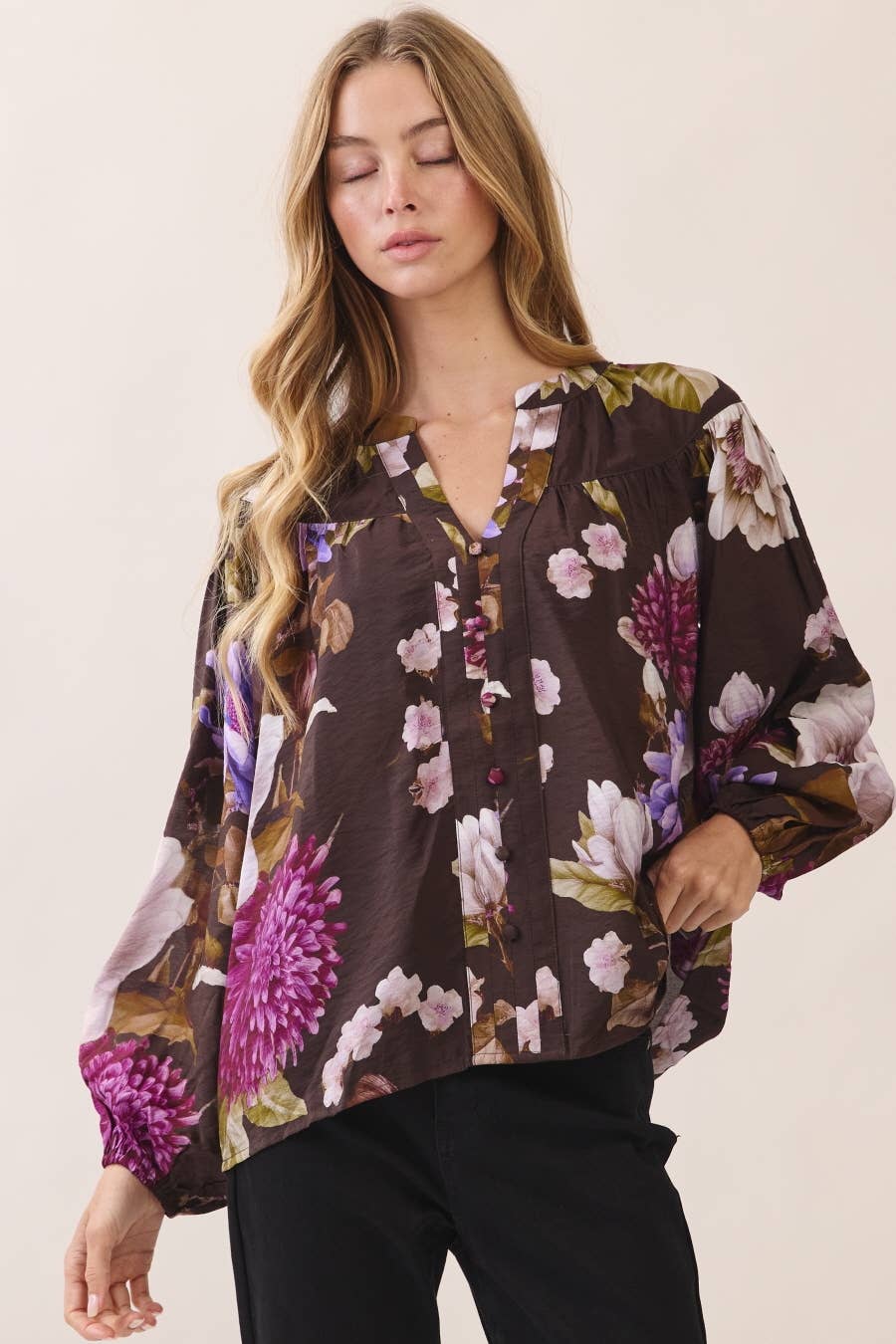 Floral Print Plus Blouse