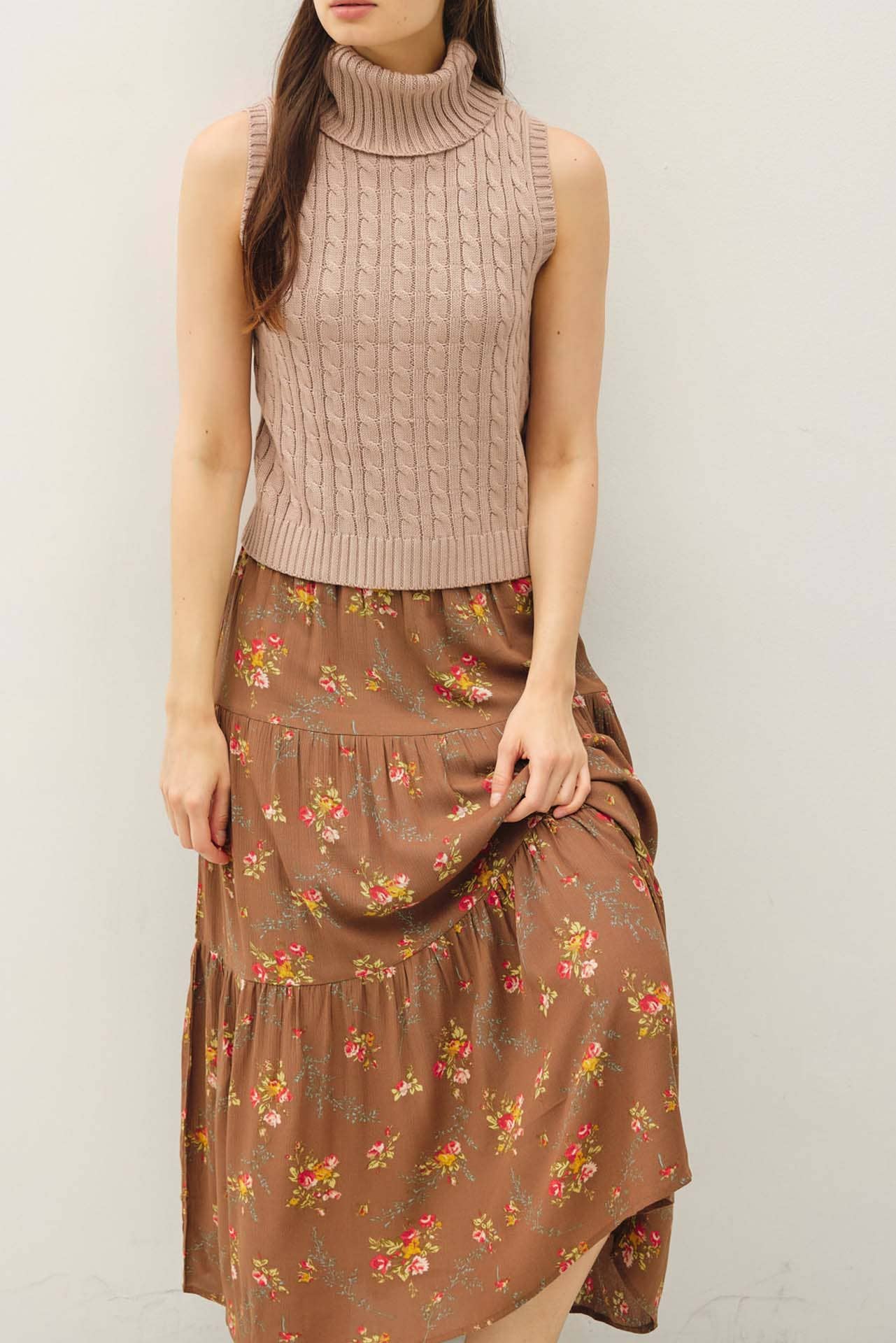 Stacey Floral Midi Tiered Skirt