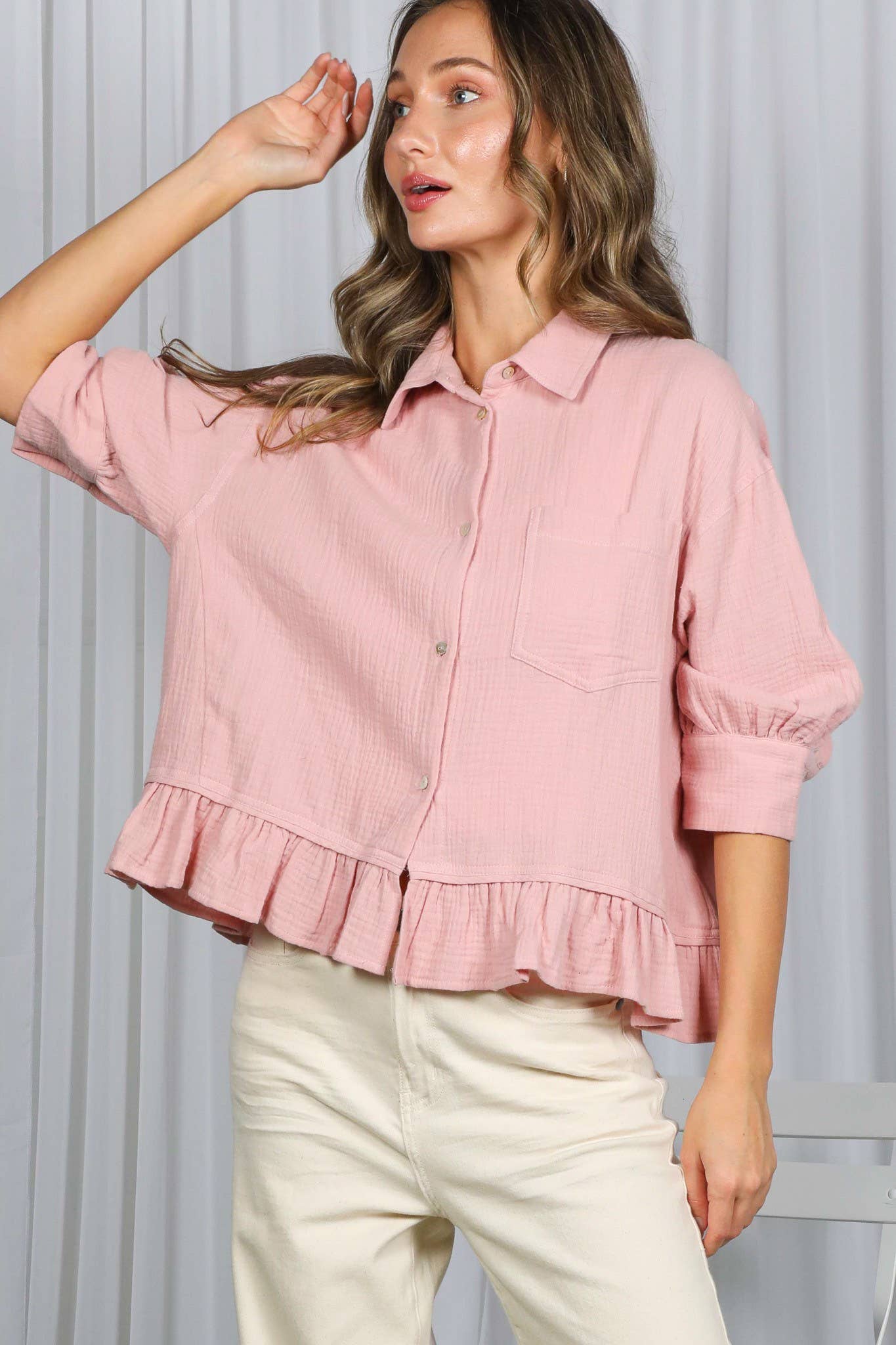 Veronica Ruffle Hem Top
