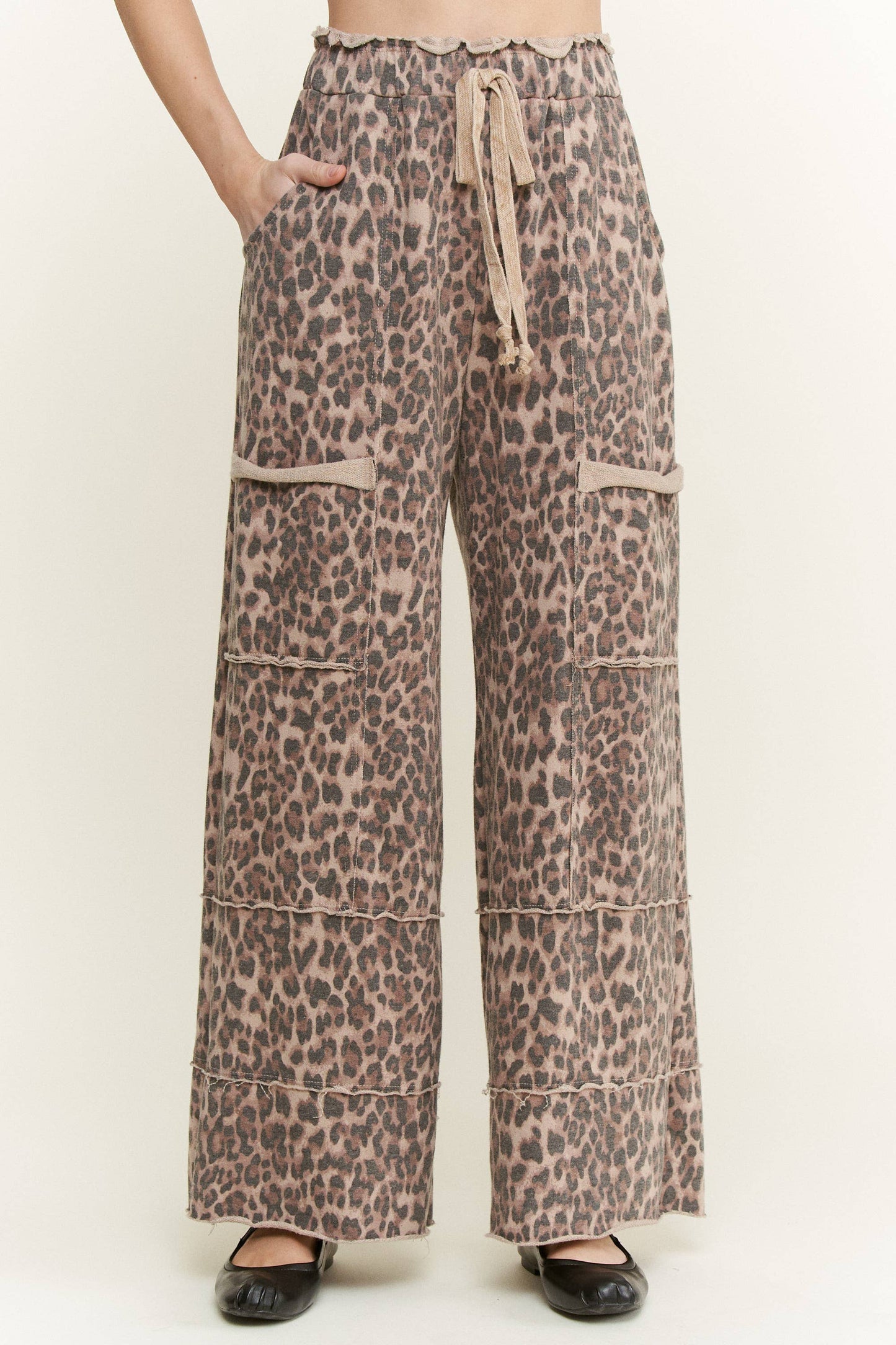 Mineral Washed Leopard Wide Leg Pants