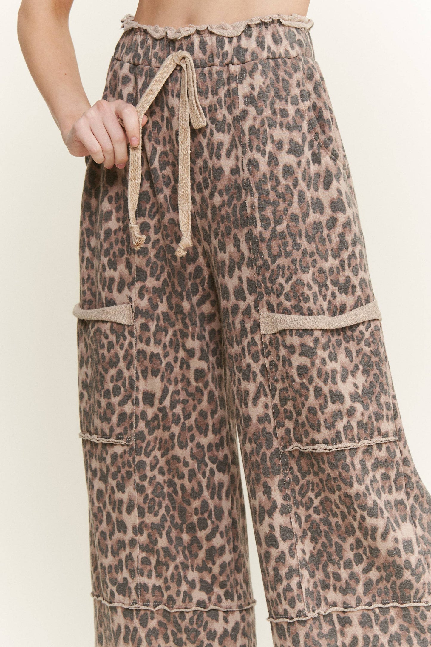 Mineral Washed Leopard Wide Leg Pants