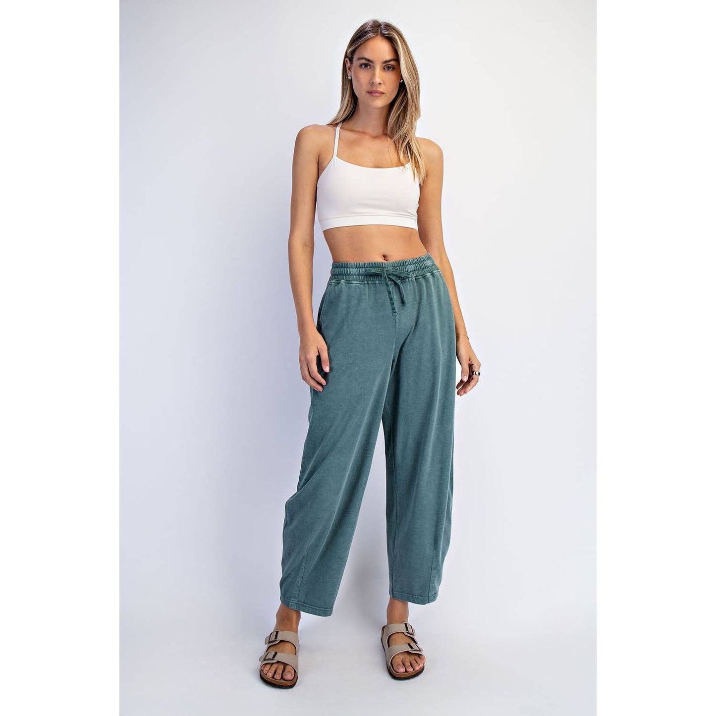 Mineral Washed Cotton Barrel Pant