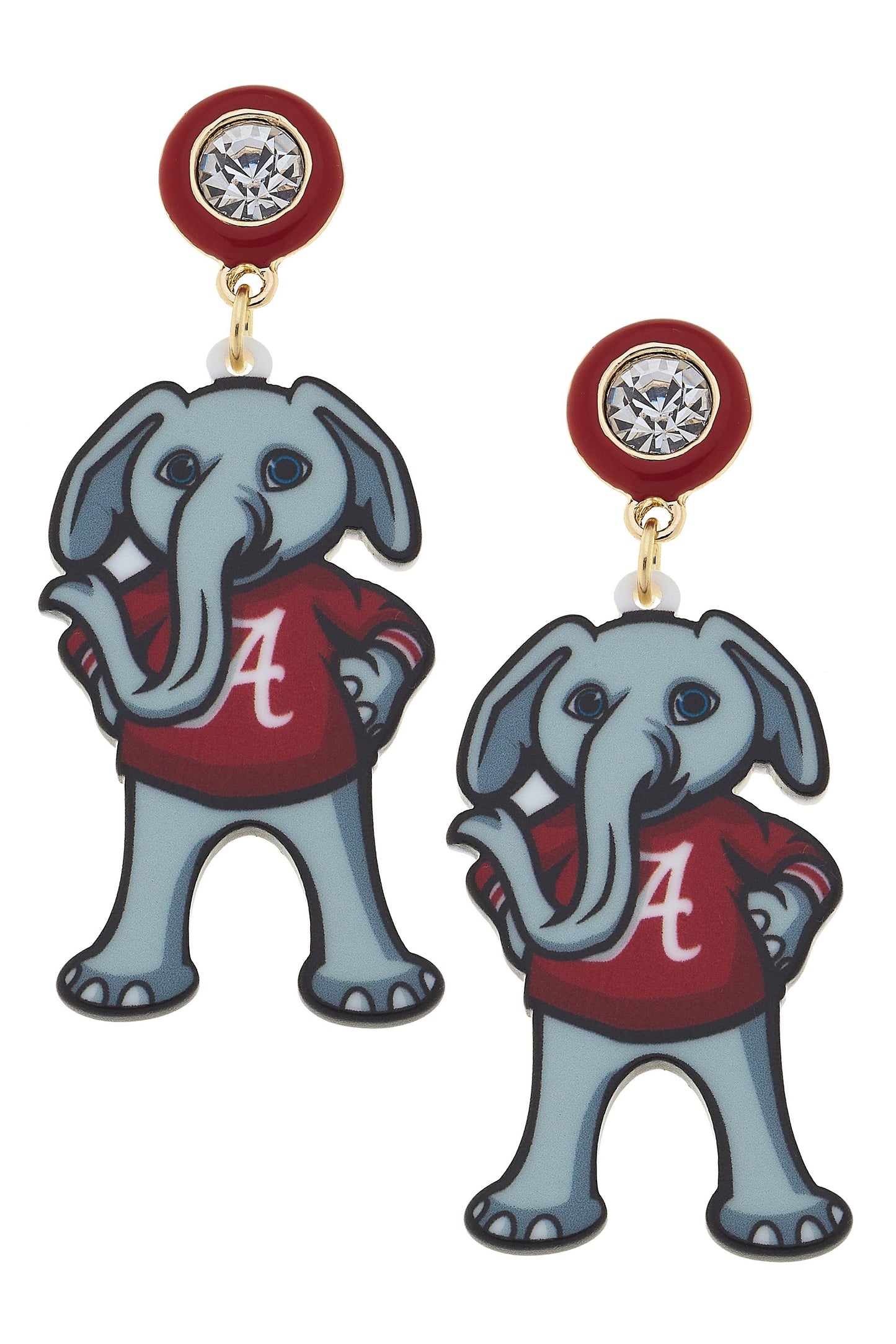 Big Al Resin Mascot Earrings in Red/Grey
