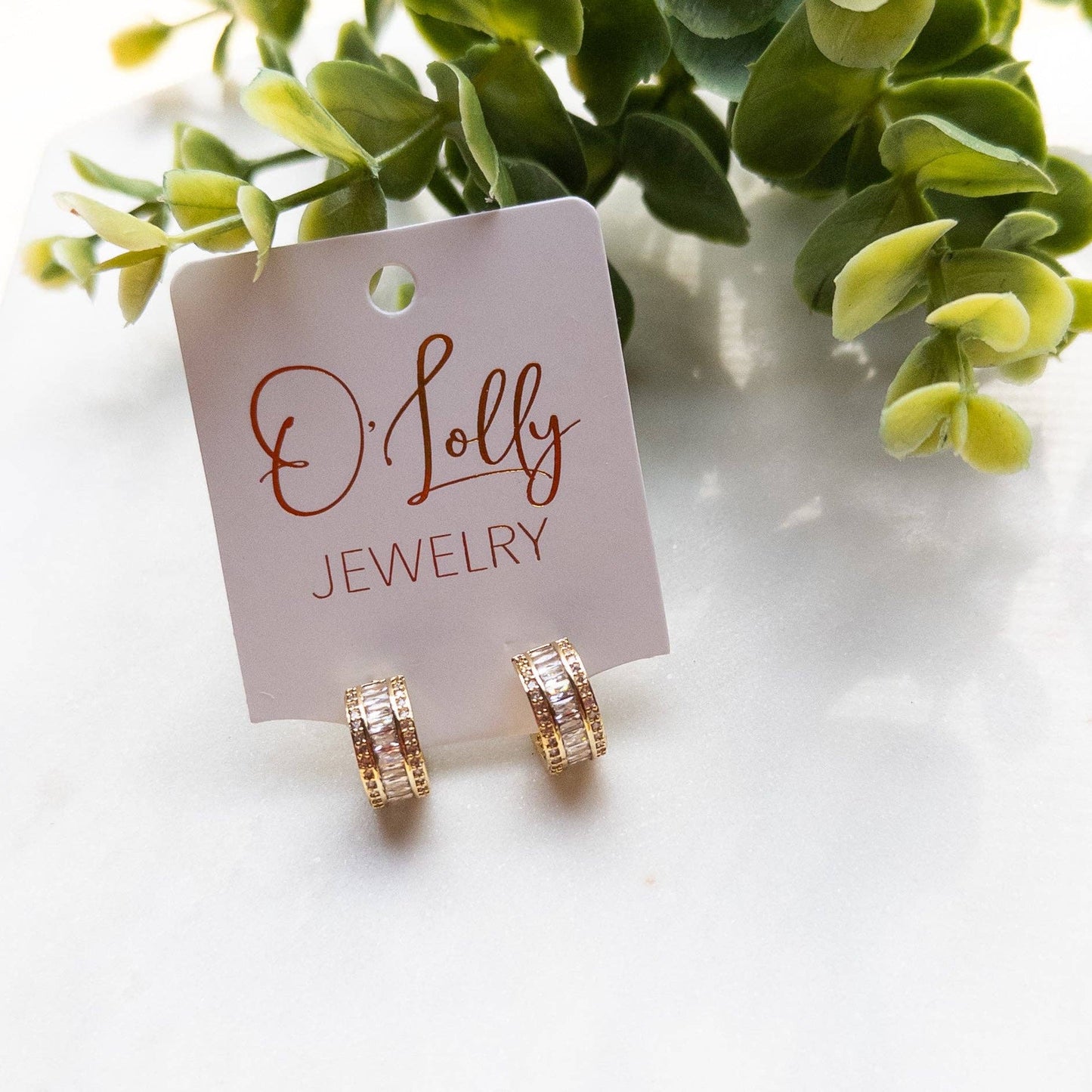 18k Gold Plated Cubic Zirconia C-Shaped Stud Earrings - Milly's Boutique
