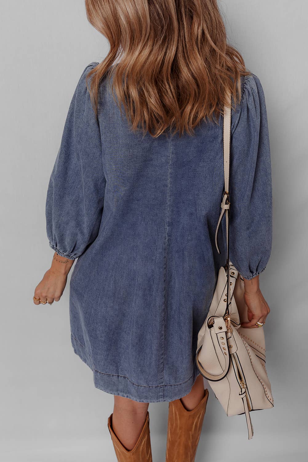 Sara Pleated Denim Dress