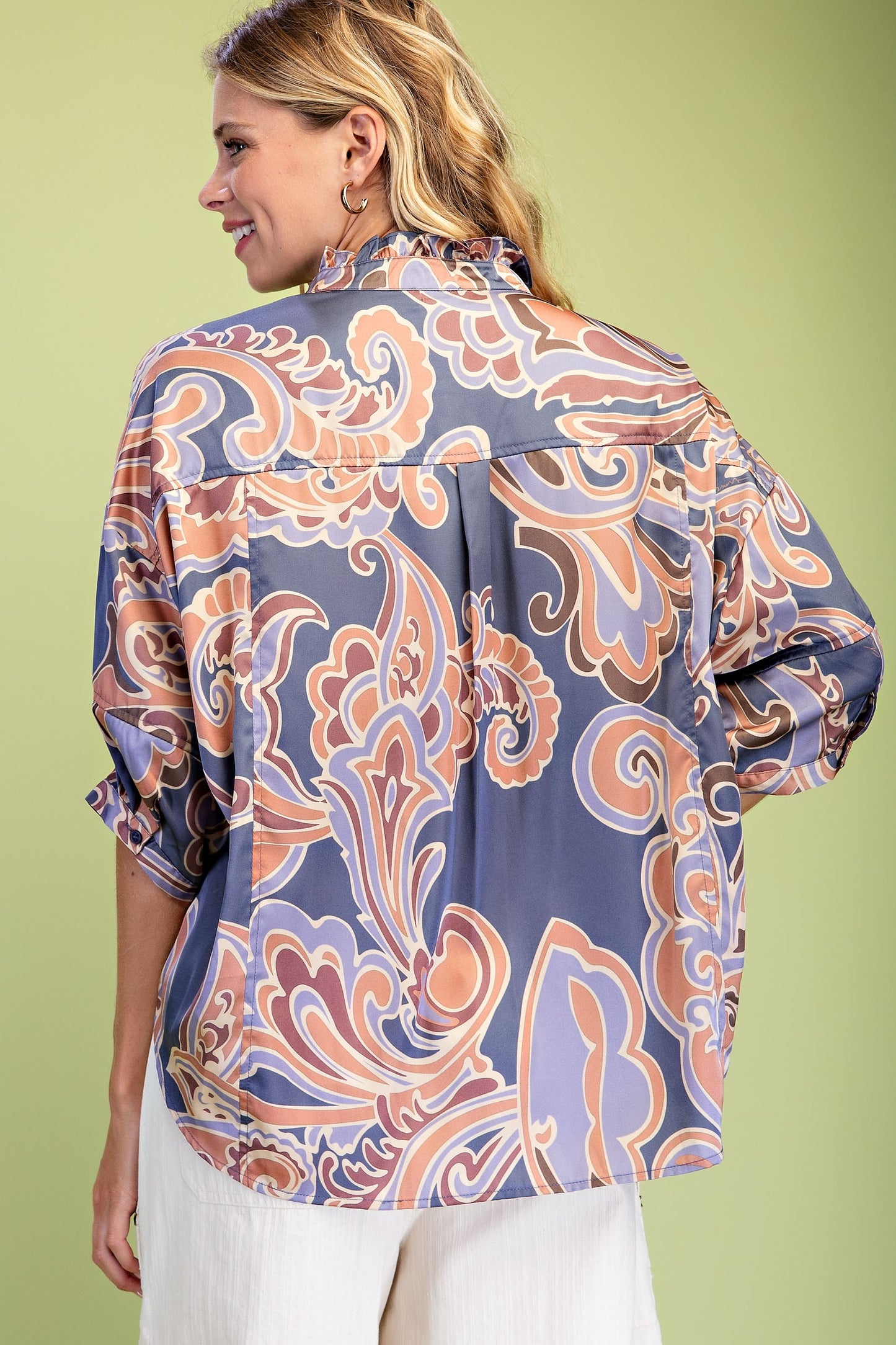 Printed Button Down Blouse