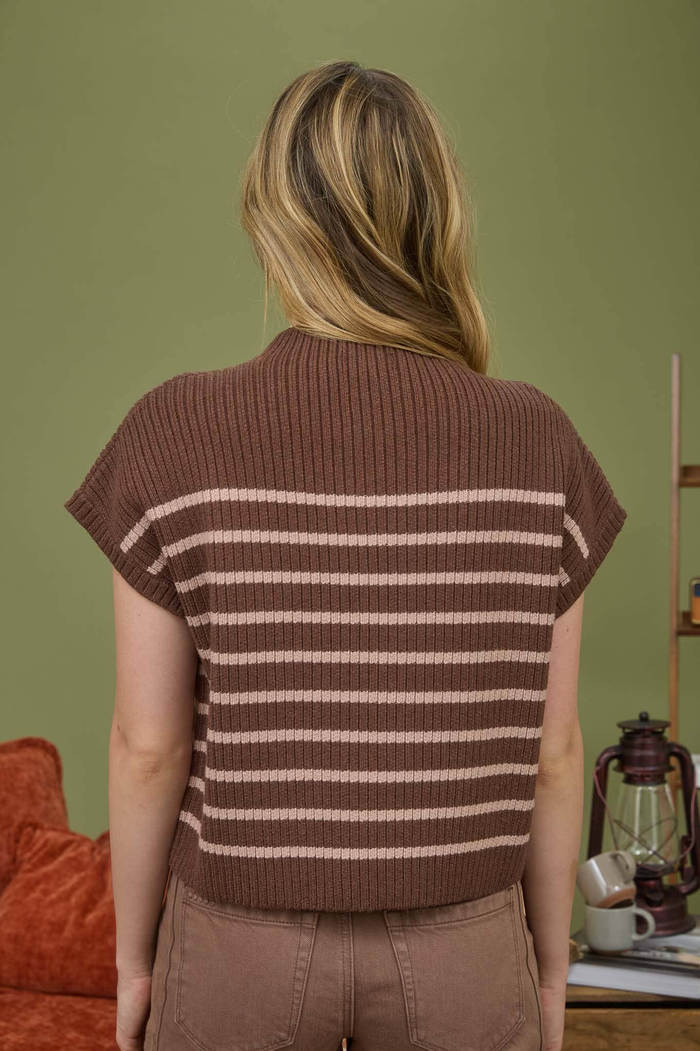 Macy Striped Mock Neck Sweater