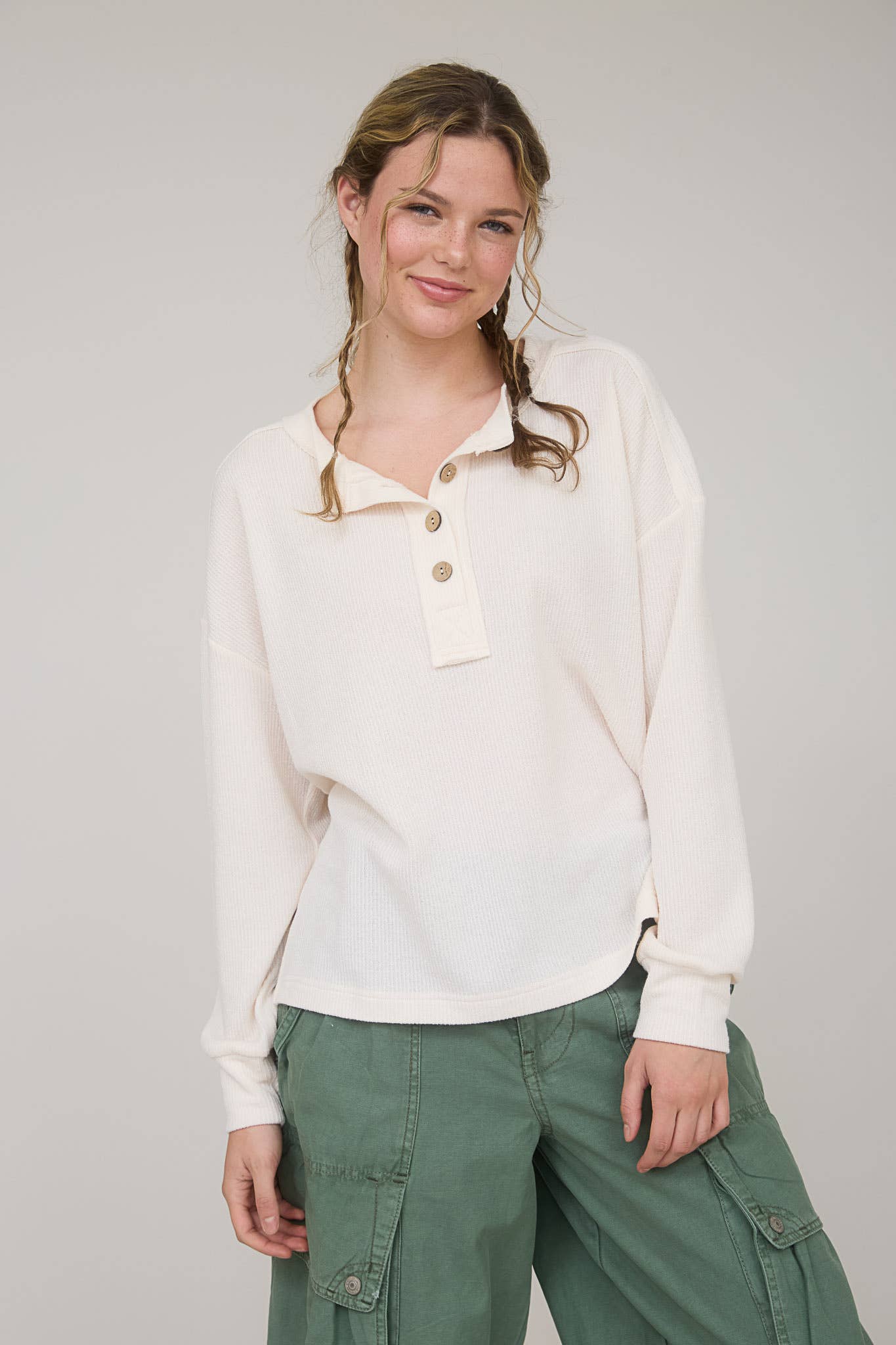 Jolie Ribbed Henley Top