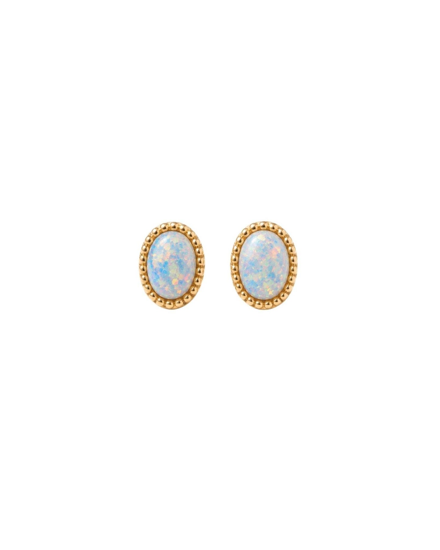 Screwback Stud Earrings - Luna Opal White