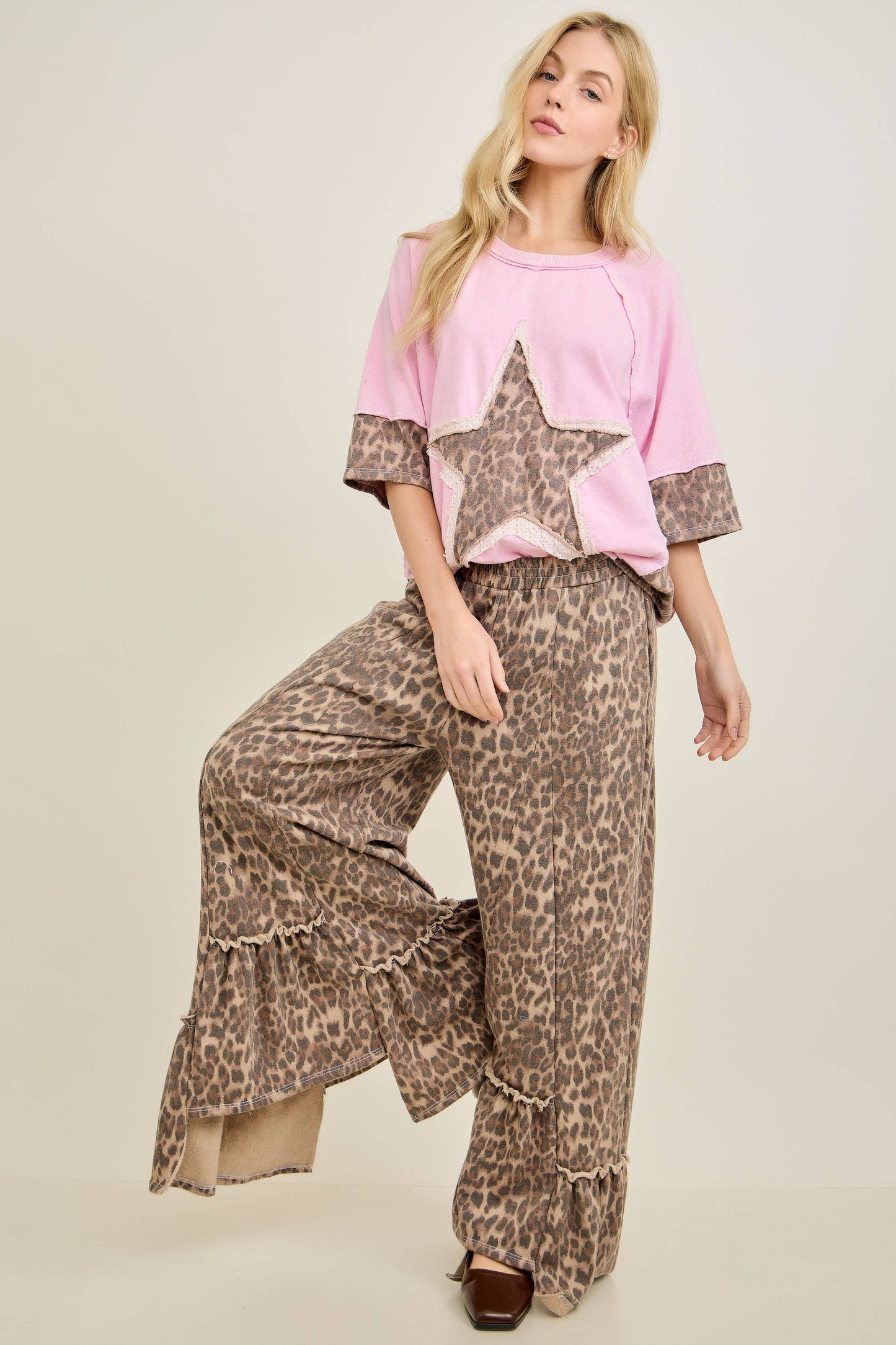 Mineral Washed Leopard Star Top