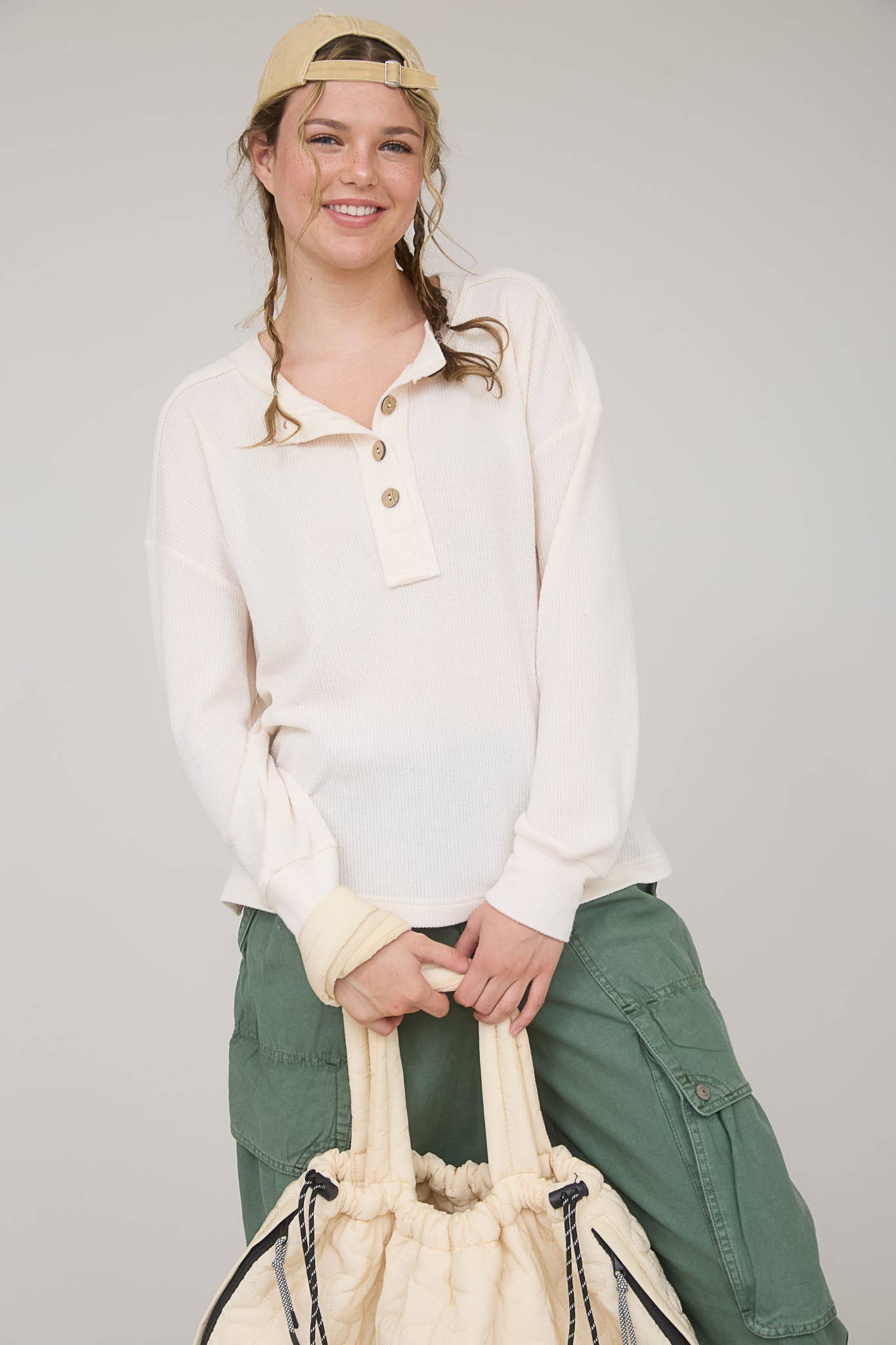 Jolie Ribbed Henley Top