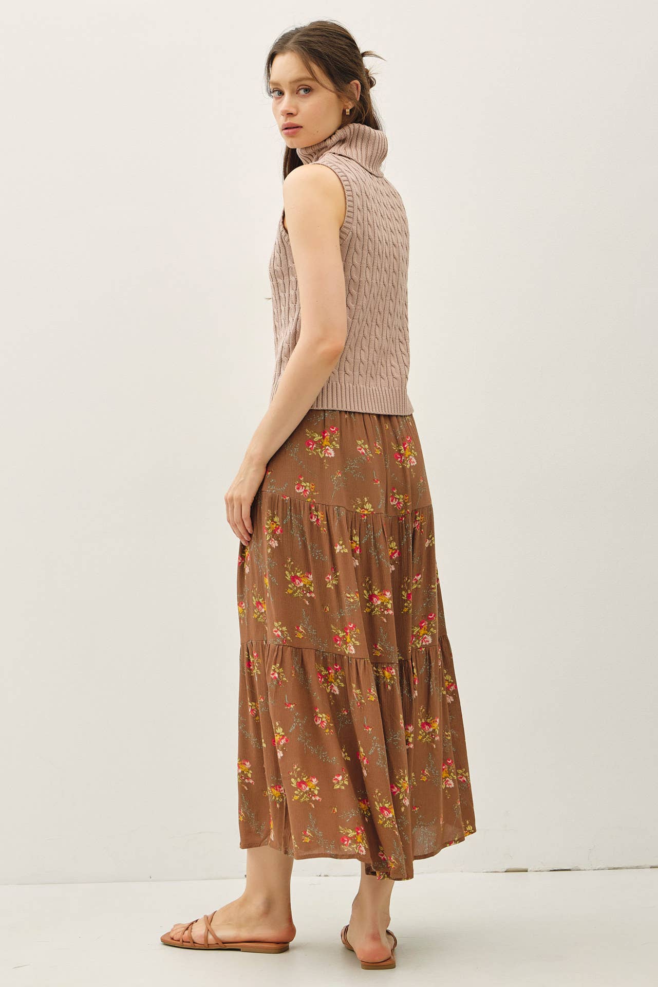 Stacey Floral Midi Tiered Skirt