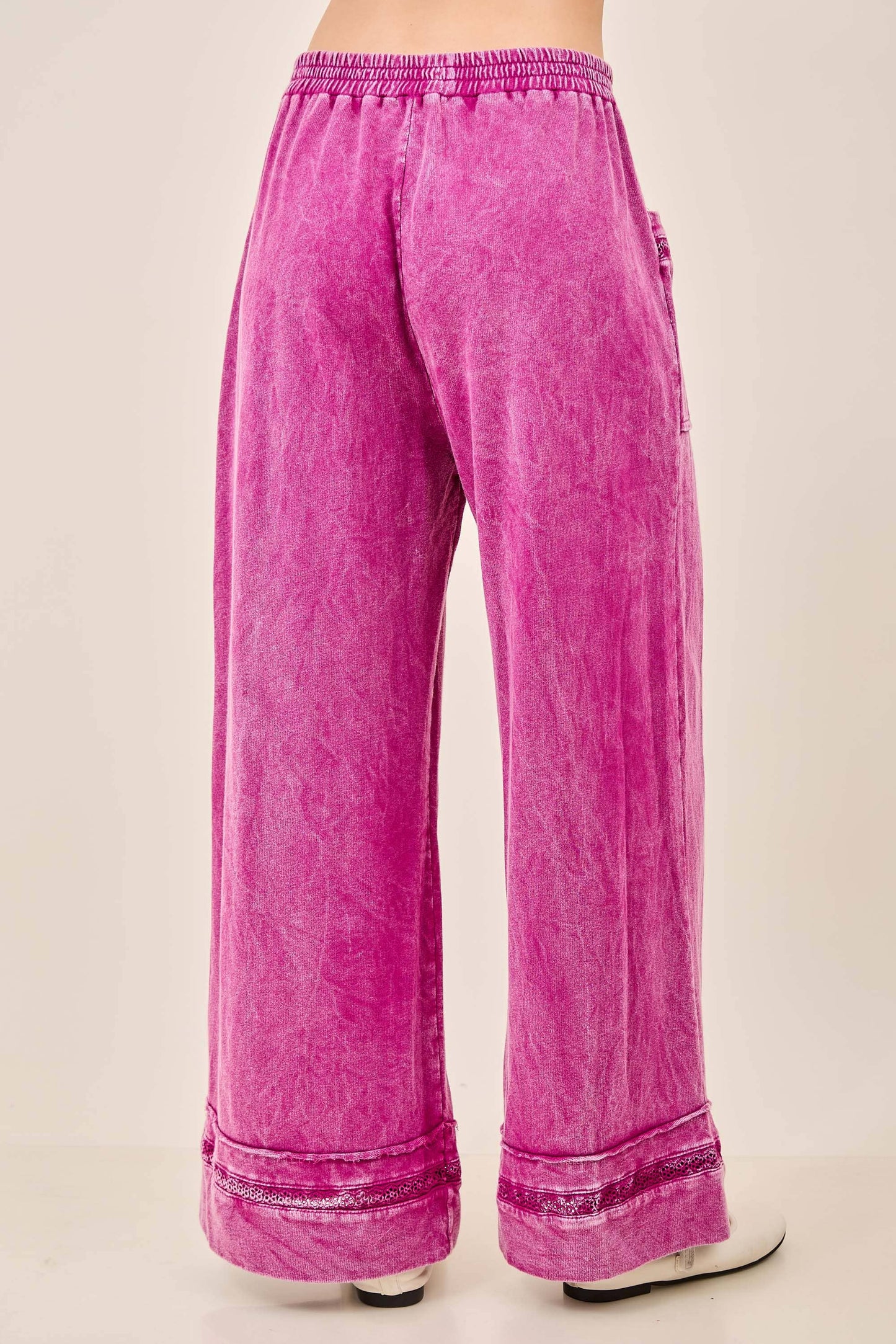 Mineral Washed Flower Trimmed Pants
