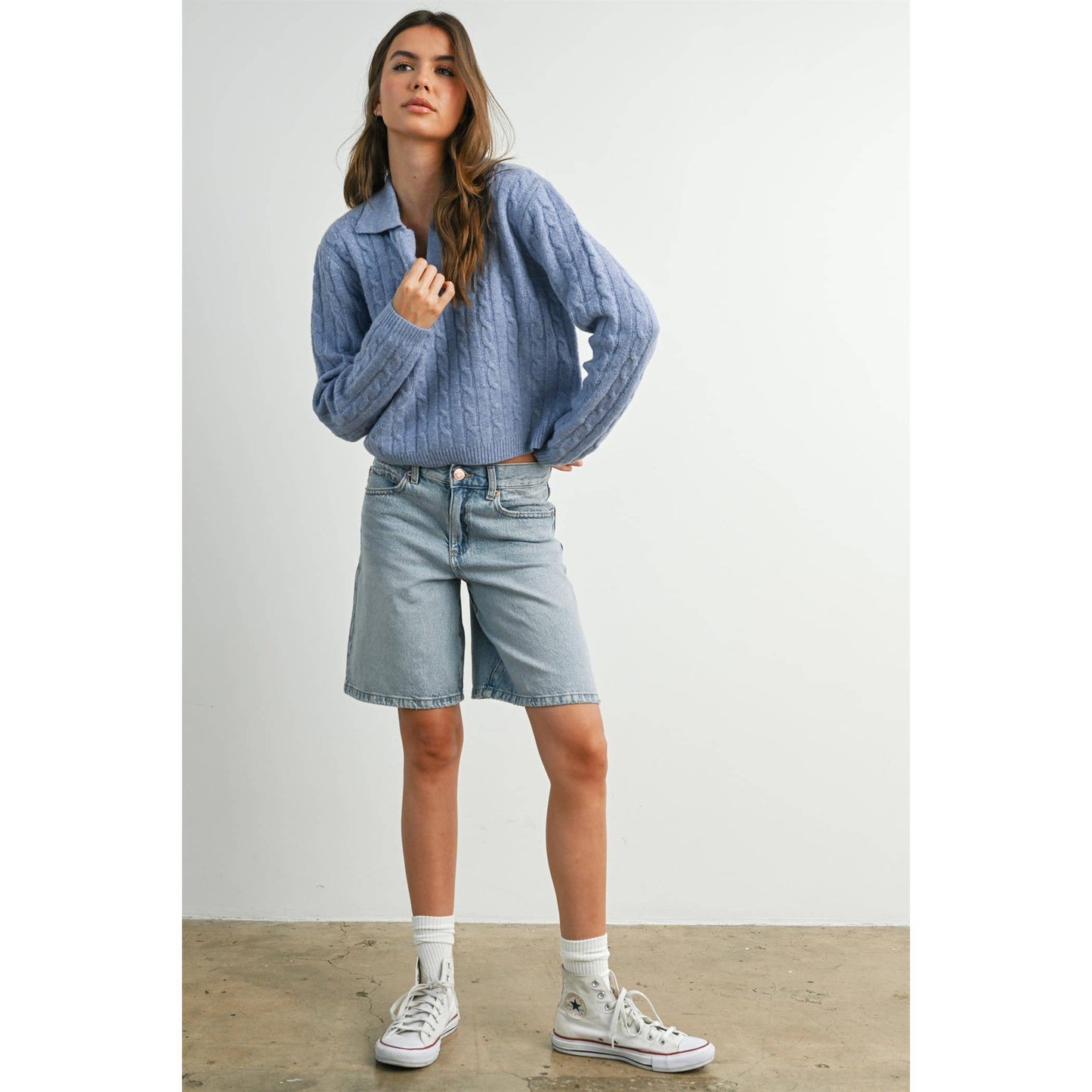 Brook Cable Collared Sweater