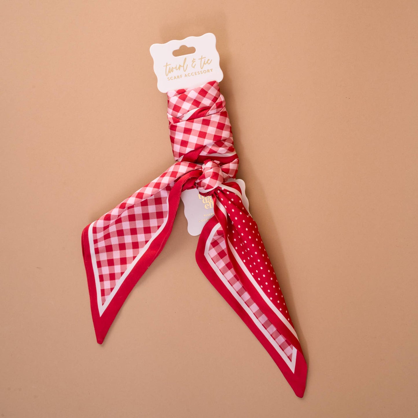 Twirl & Tie Scarf Accessory-Gingham Red