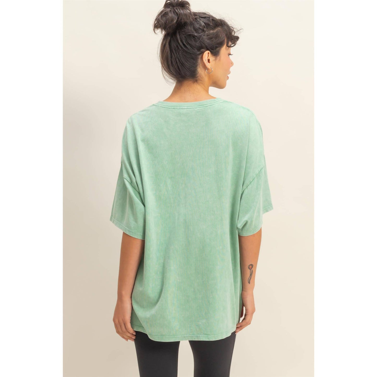 Amy Mineral Washed Oversized Crew Neck Tee