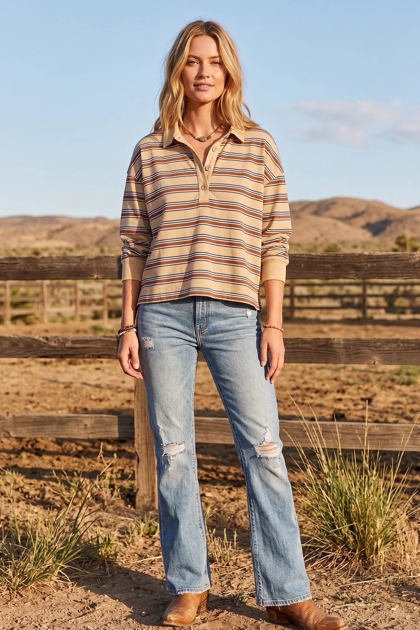 Jenny Striped Lightweight Polo