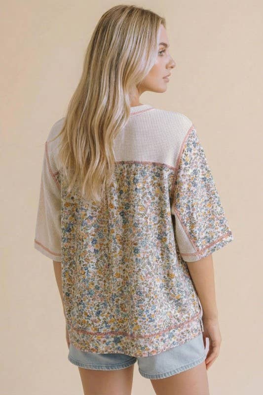 Floral Color Block Plus Top