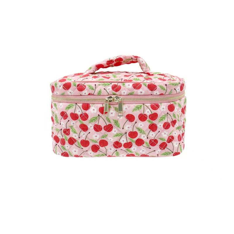 Karma Cherries Quilted Makeup Bag