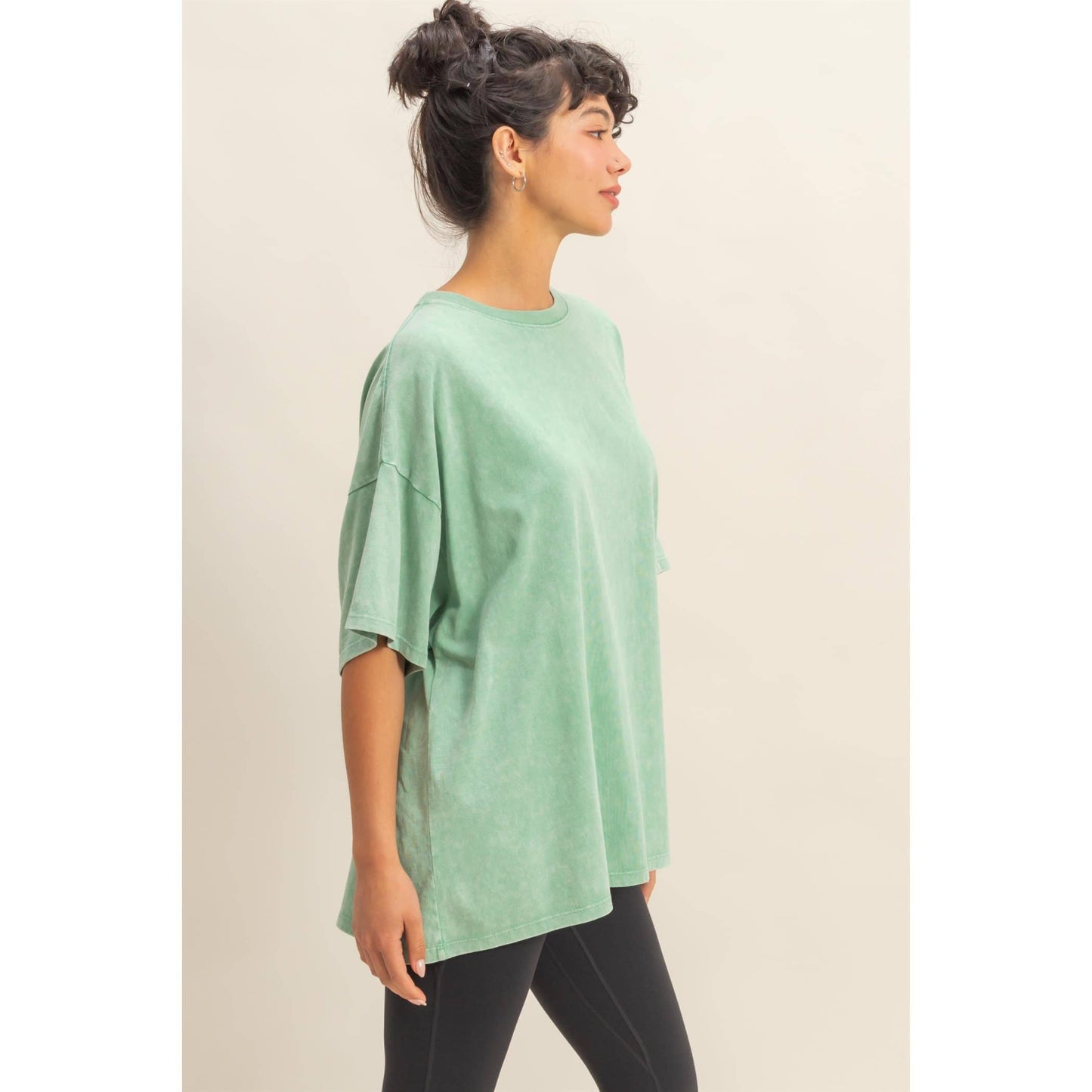 Amy Mineral Washed Oversized Crew Neck Tee