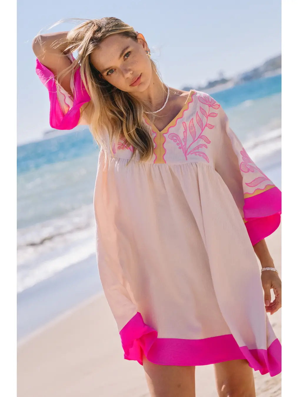 Darla Embroidered V Neck Dress