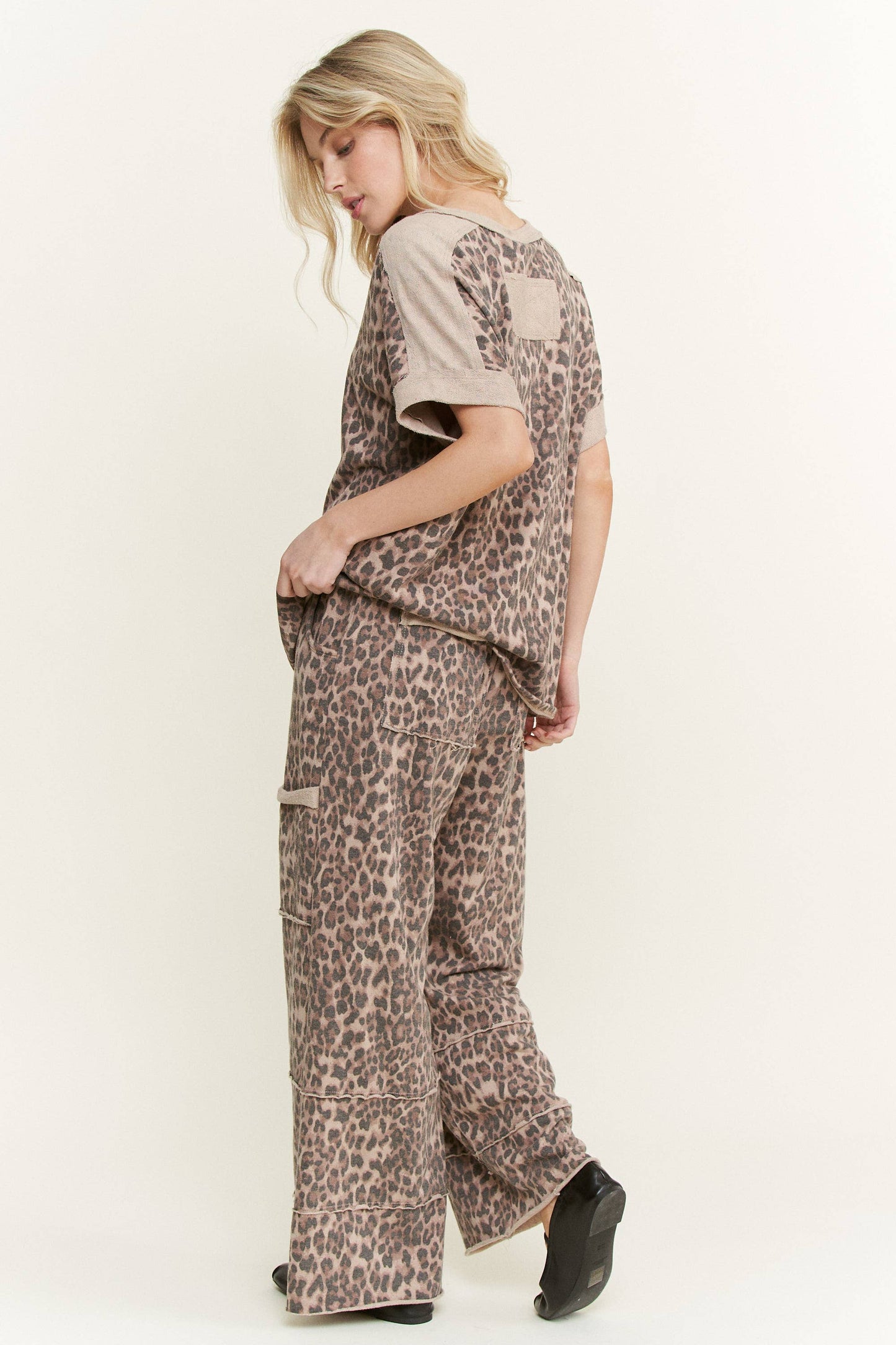 Mineral Washed Leopard Wide Leg Pants