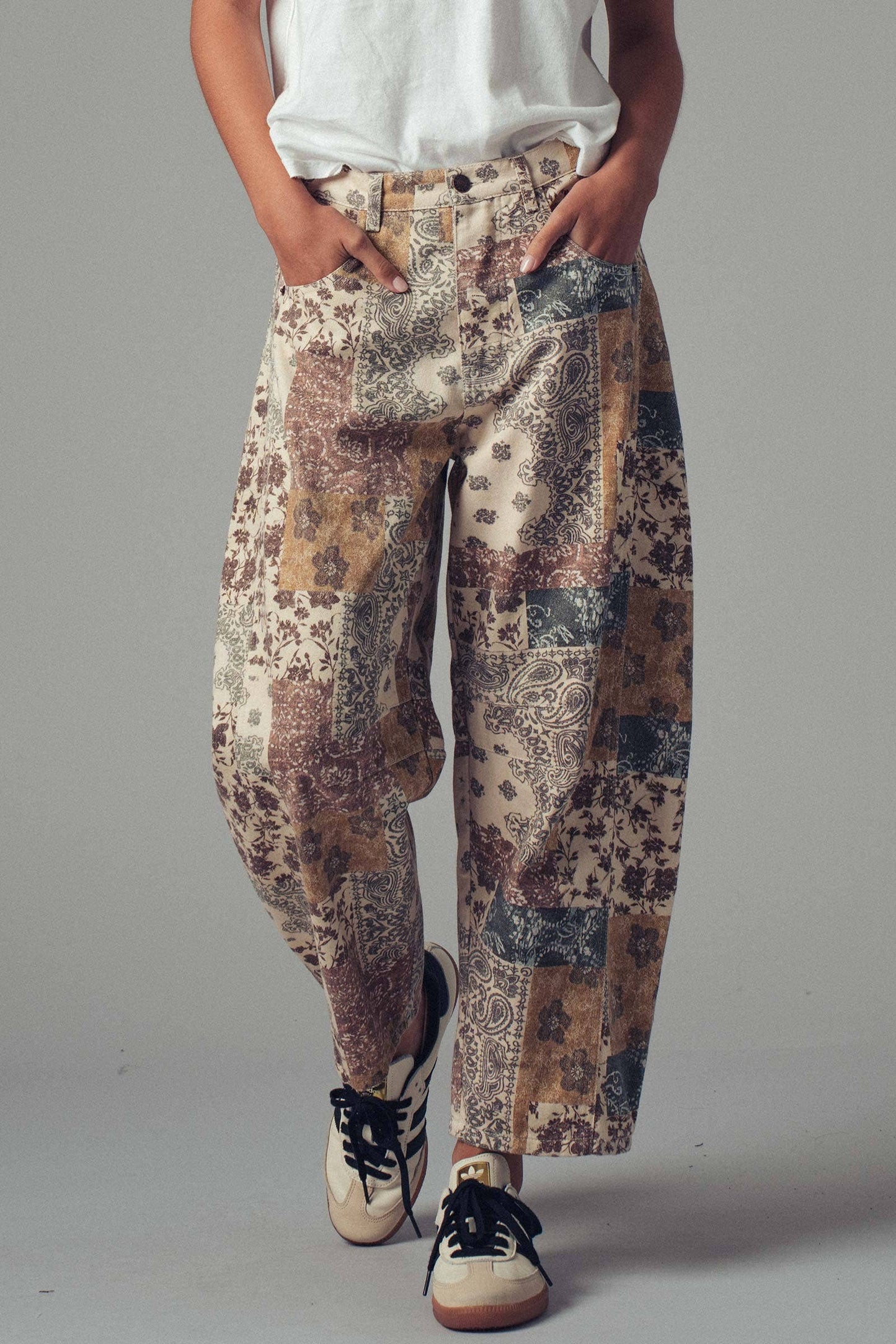Boho Patchwork Barrel Style Pants