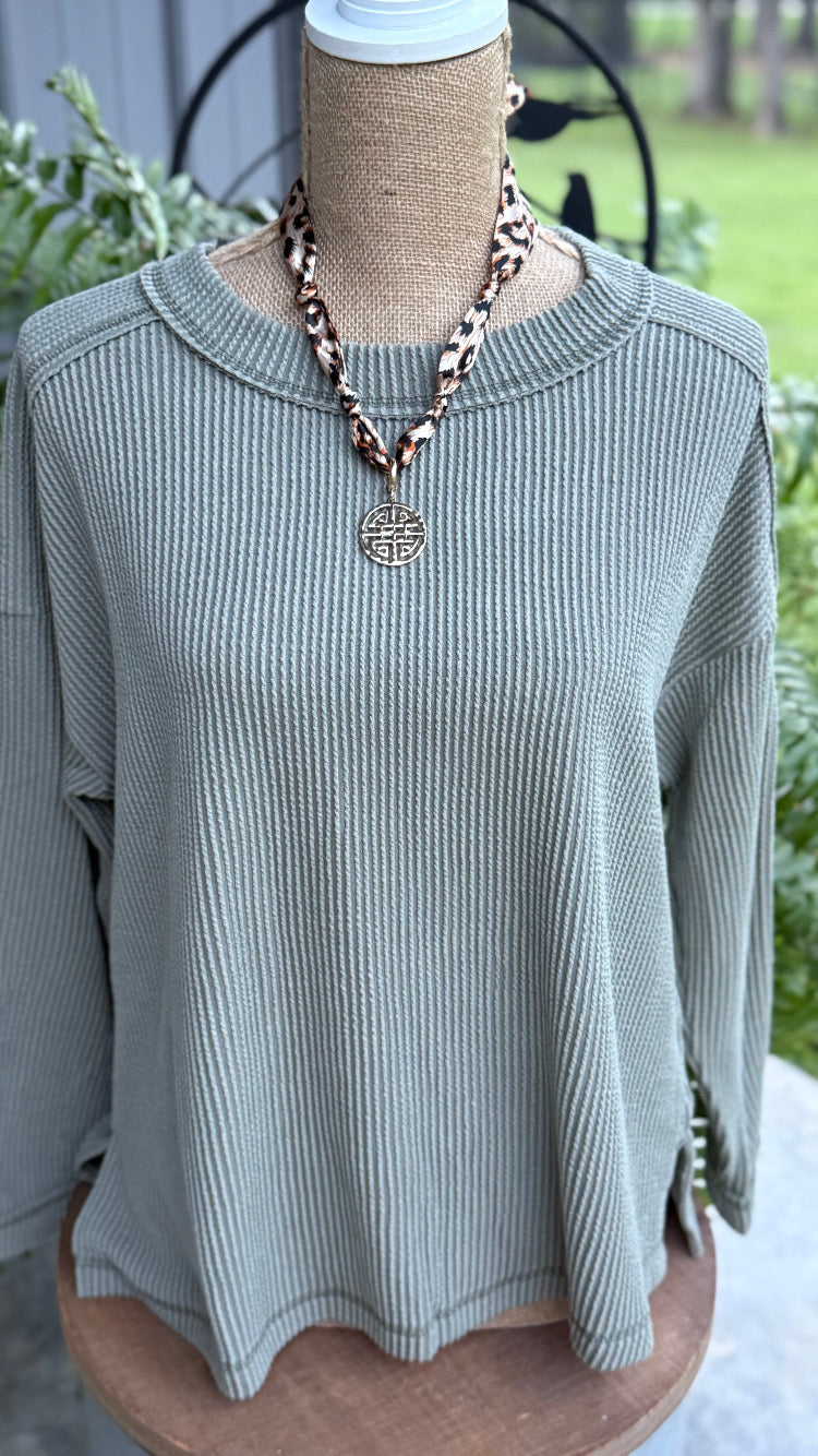 Maia Greek Keys Scarf Necklace in Leopard