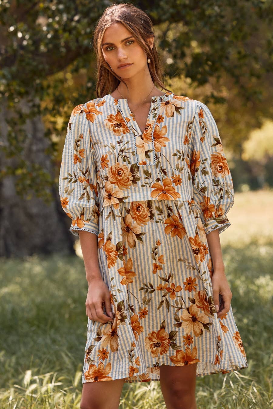 Jolie Striped Floral Dress