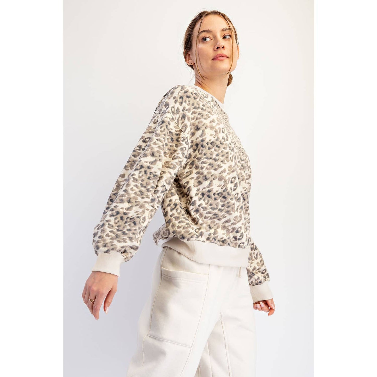 Animal Print Terry Crew Neck