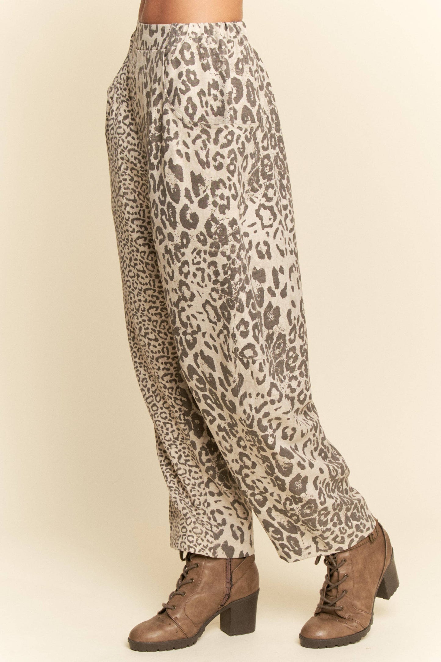 The Leopard Pull on Barrel Pant