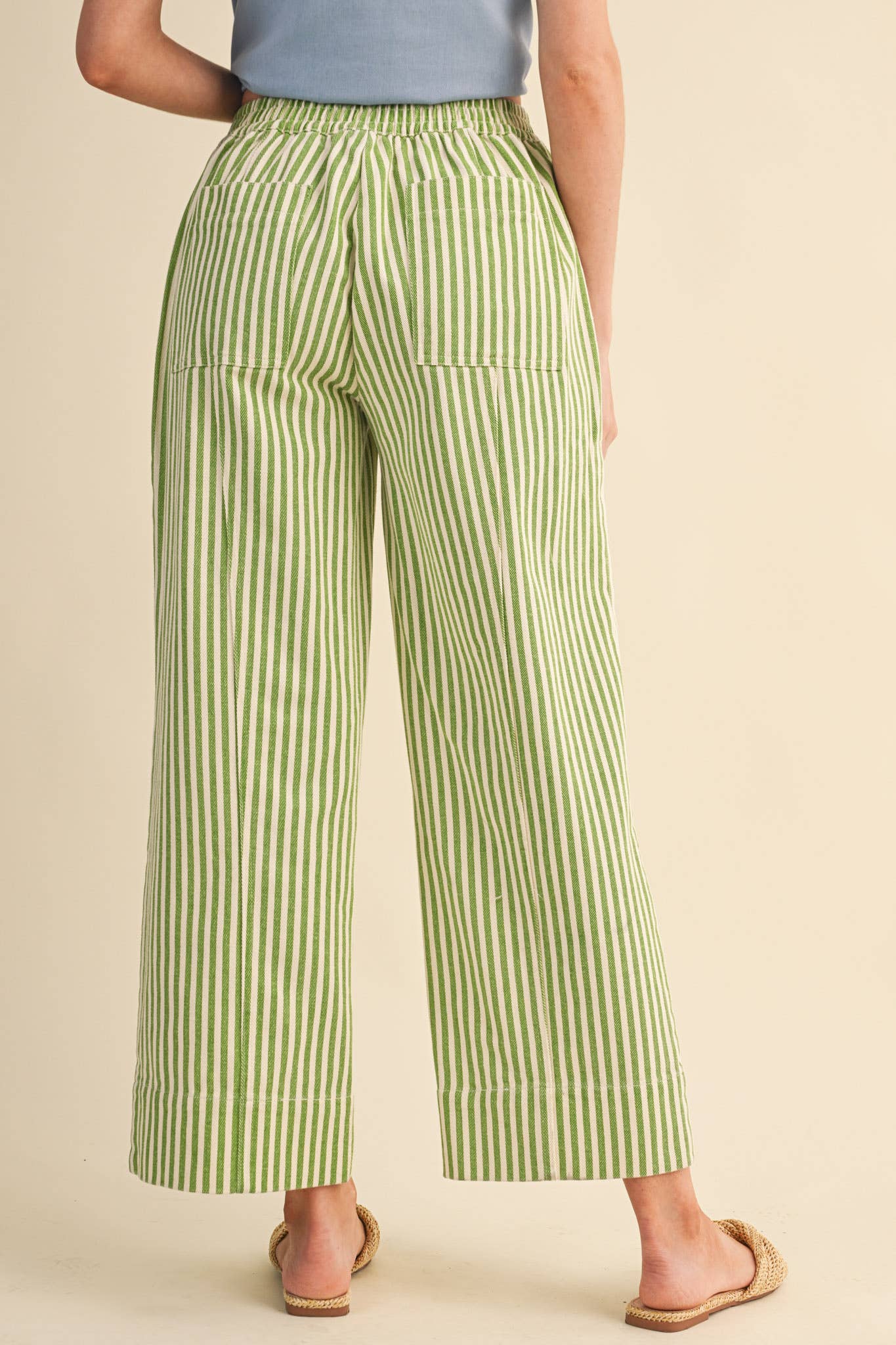 Striped Drawstring Pull On Pants