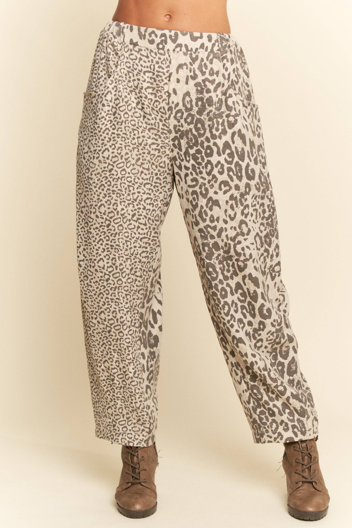 The Leopard Pull on Barrel Pant