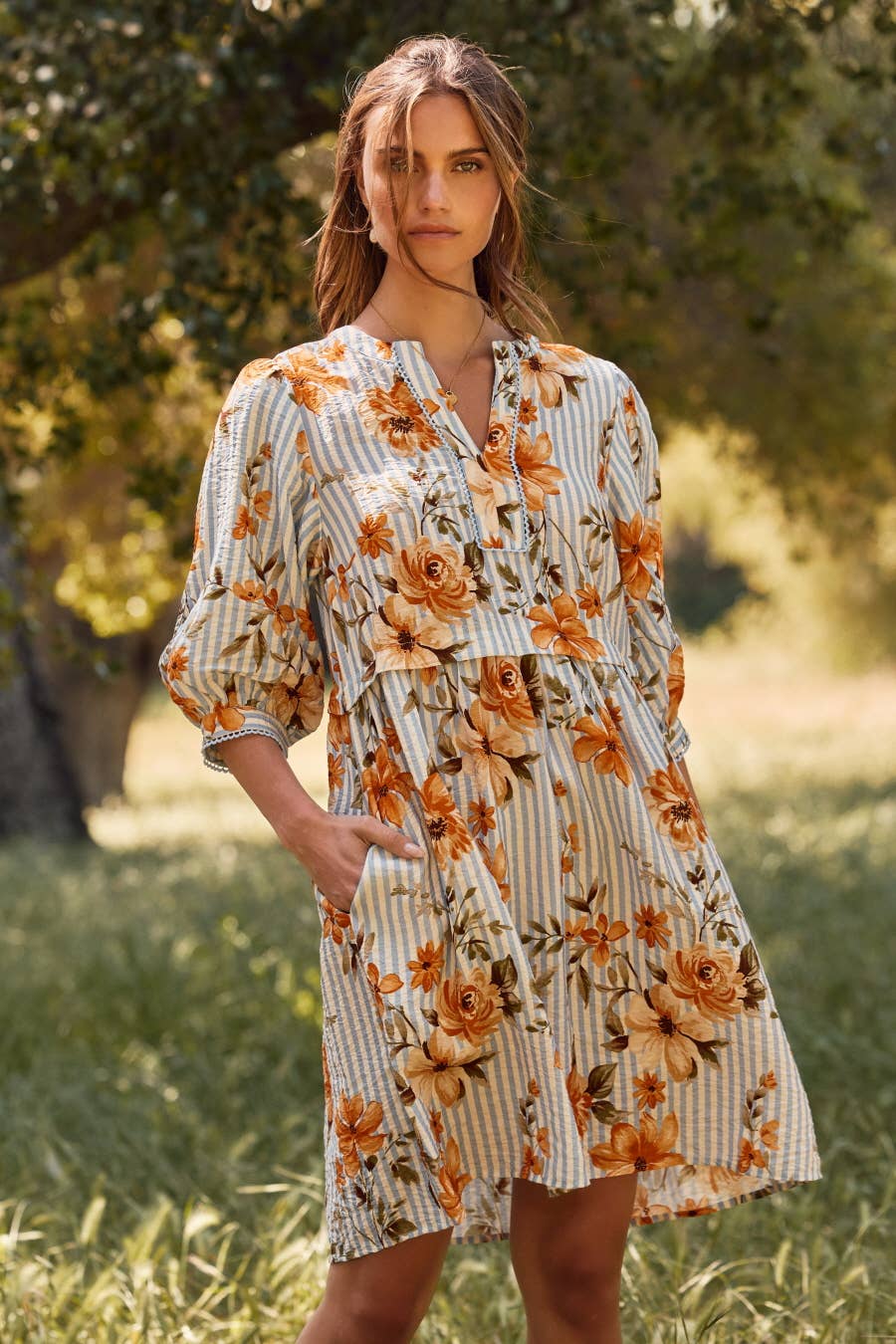 Jolie Striped Floral Dress