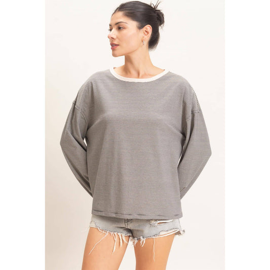 Kendra Striped Boat Neck Top