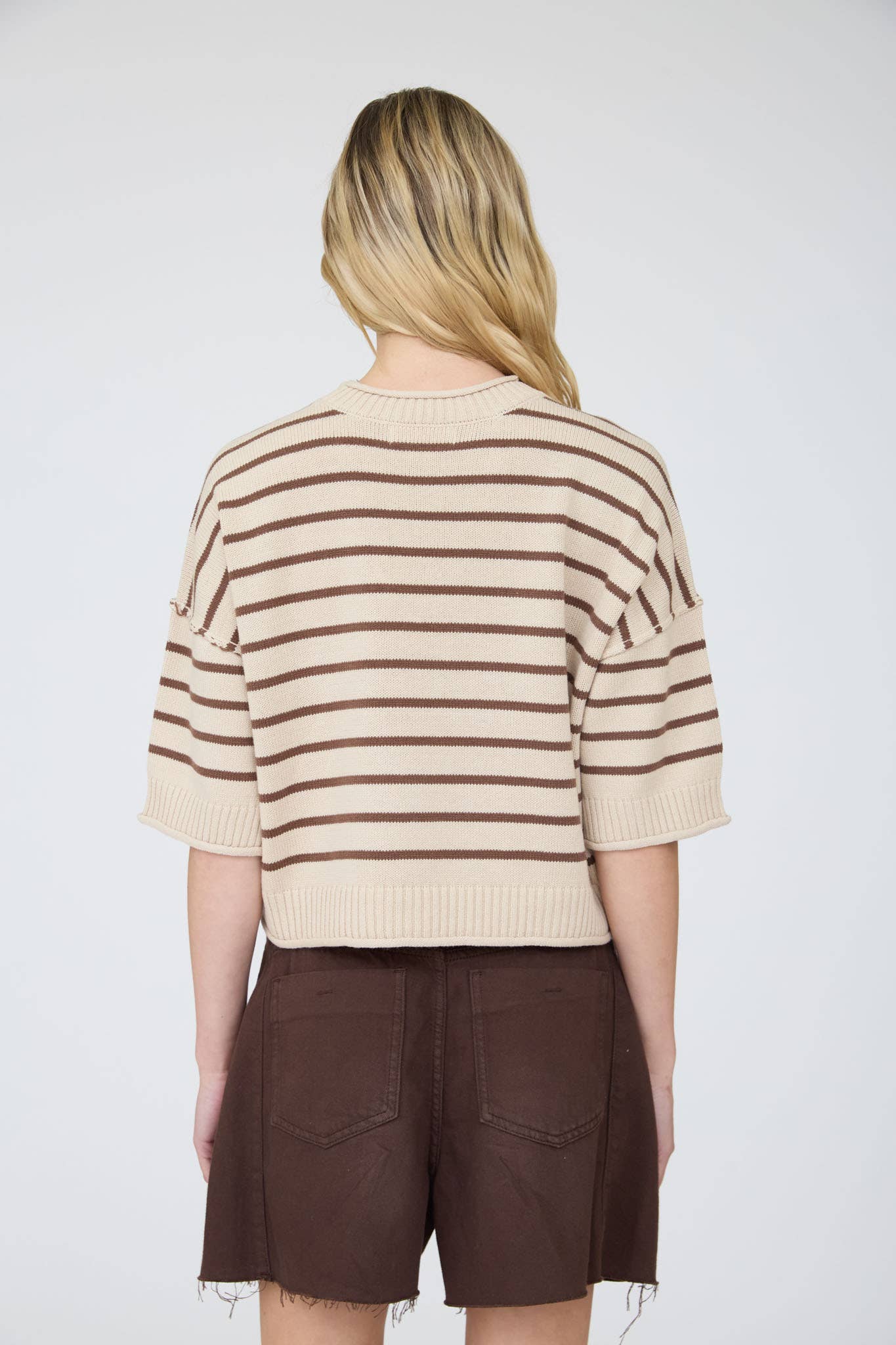 Annie Striped Raw Edge Sweater