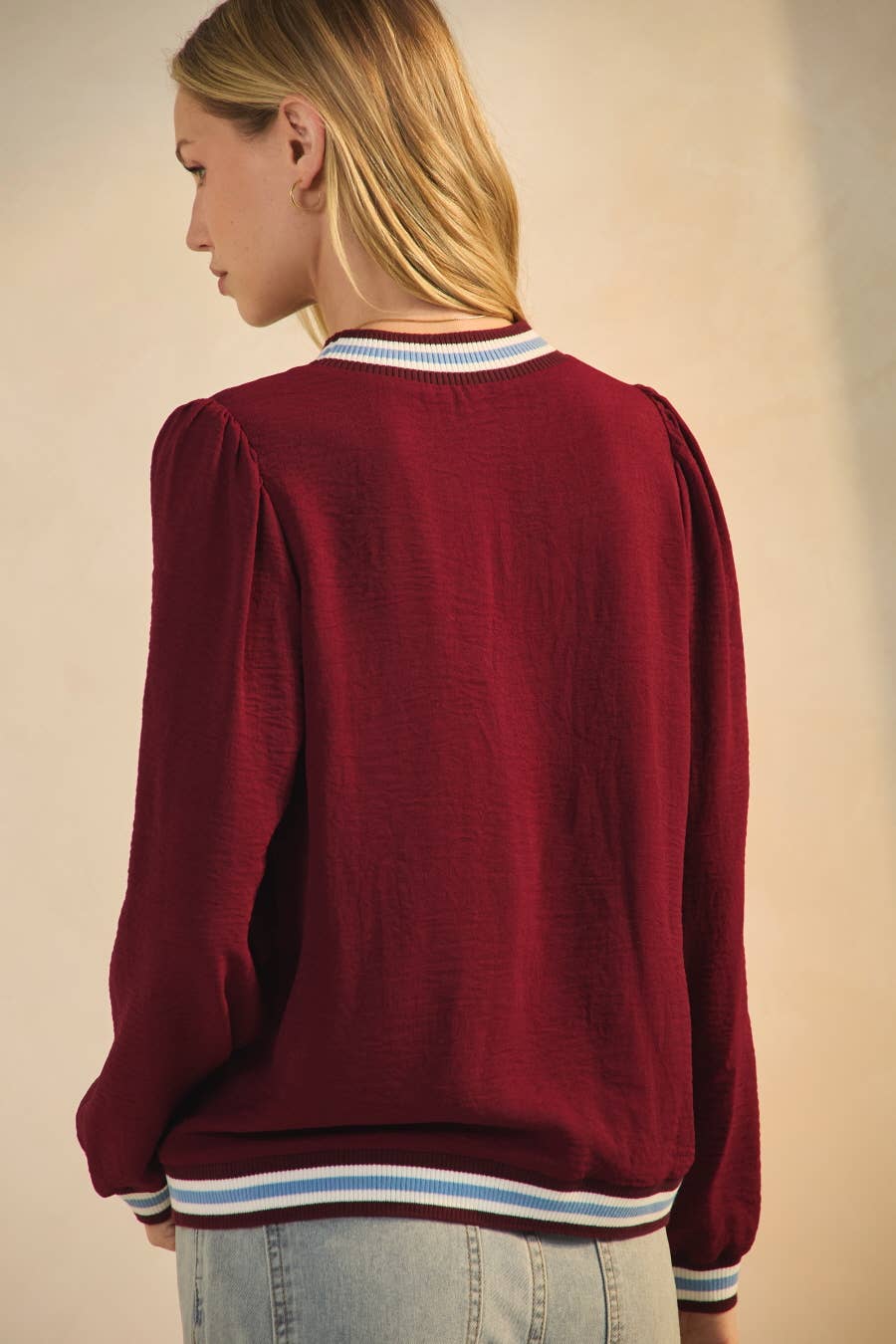 Sid Striped Trim Top