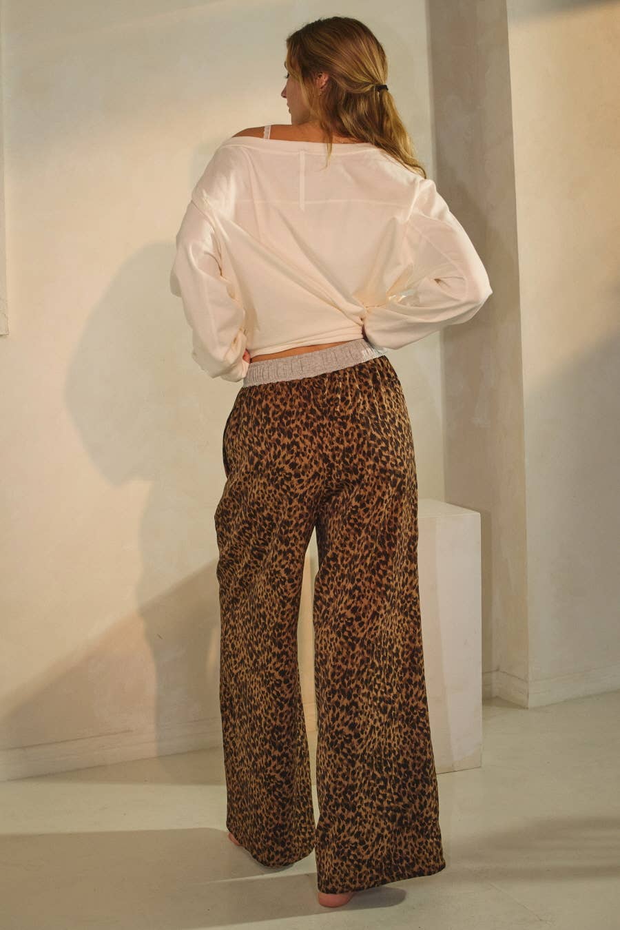 Jaren Leopard Wide Leg Pull On Pants