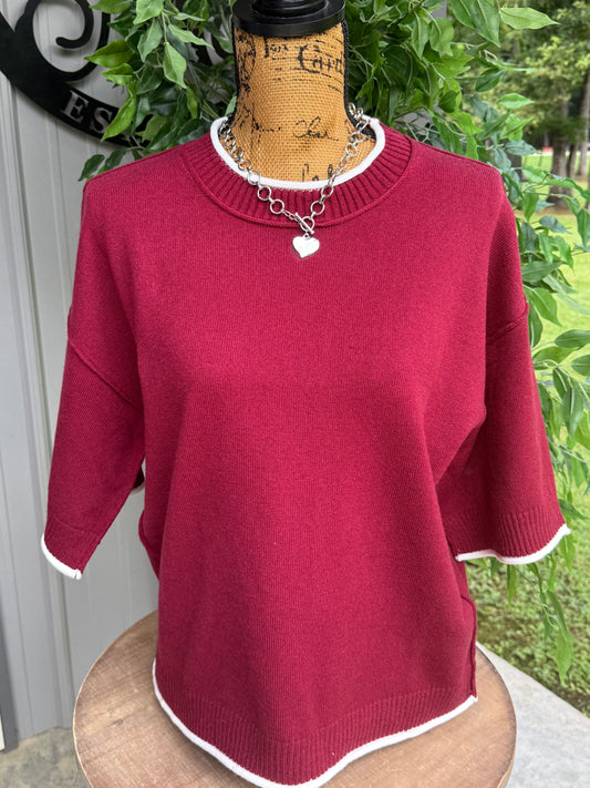 Gameday Contrast Trim Oversized Sweater