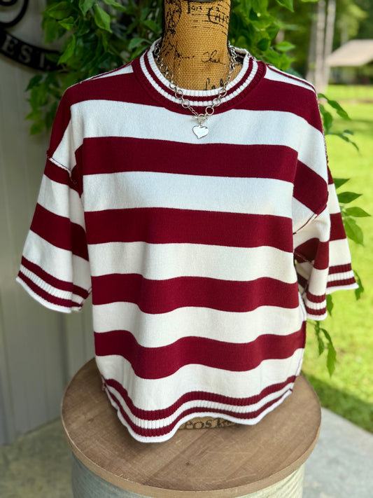 Gameday Stripe Knit Oversized Top