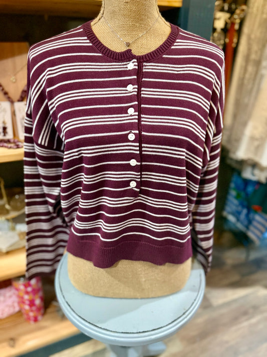 Jane Striped Henley Sweater