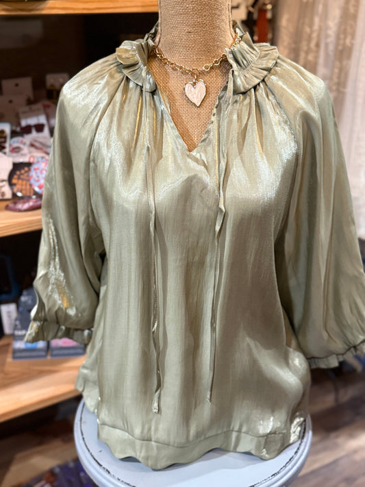 Josie Shimmery Scalloped Edged Blouse