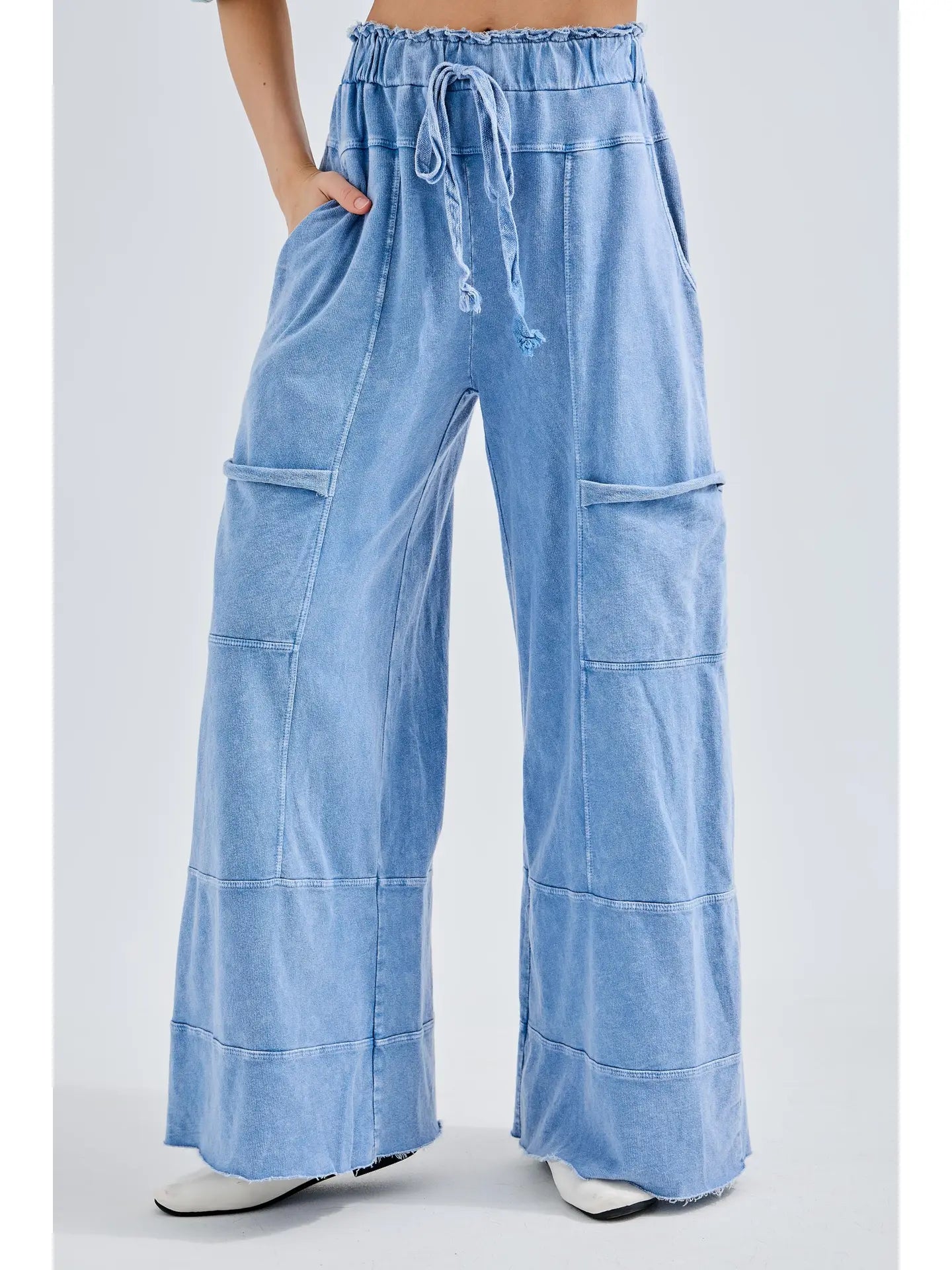 Mineral Washed Wide Leg Pants