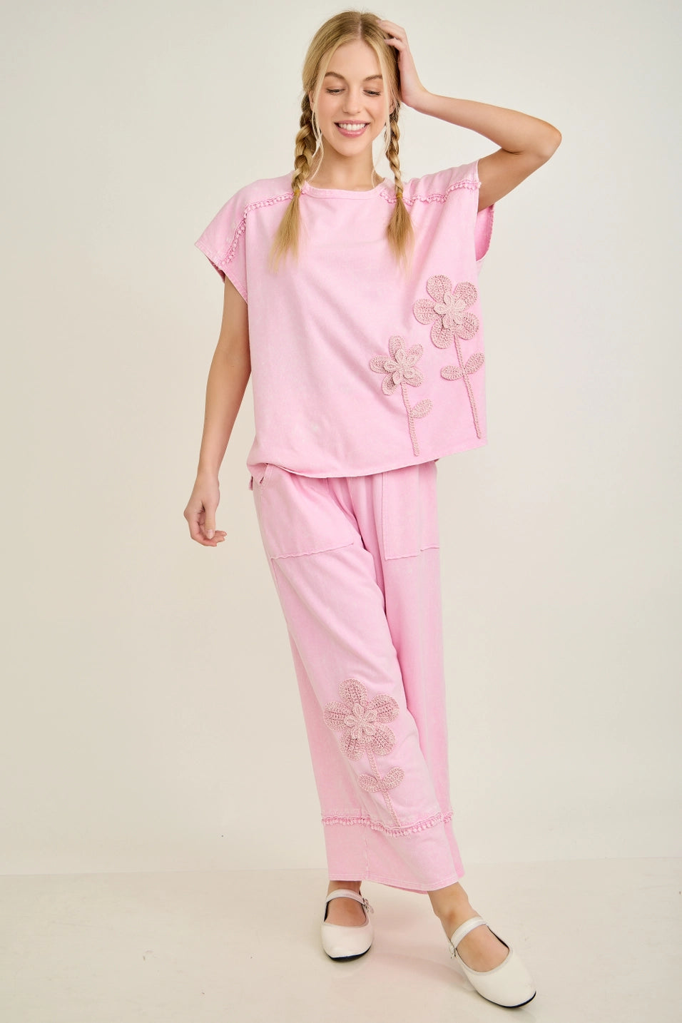 Mineral Washed Flower Garden Pants