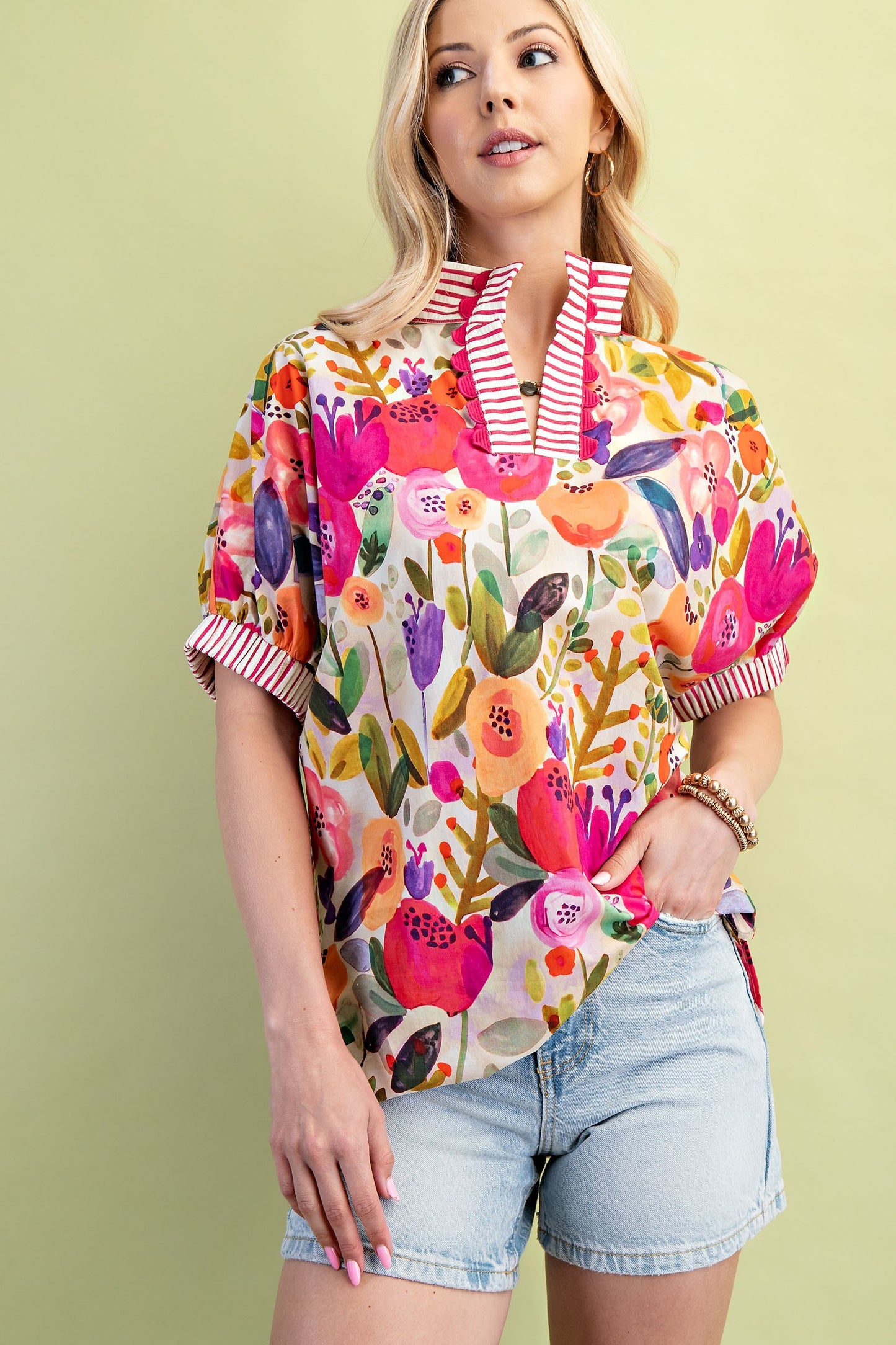 Candi Floral Mock Neck Top
